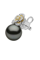 Drop Earrings,  18K White Gold with Tahitian Pearl & Diamonds