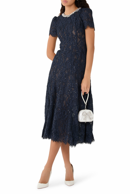Lace Embellished Midi Dress 