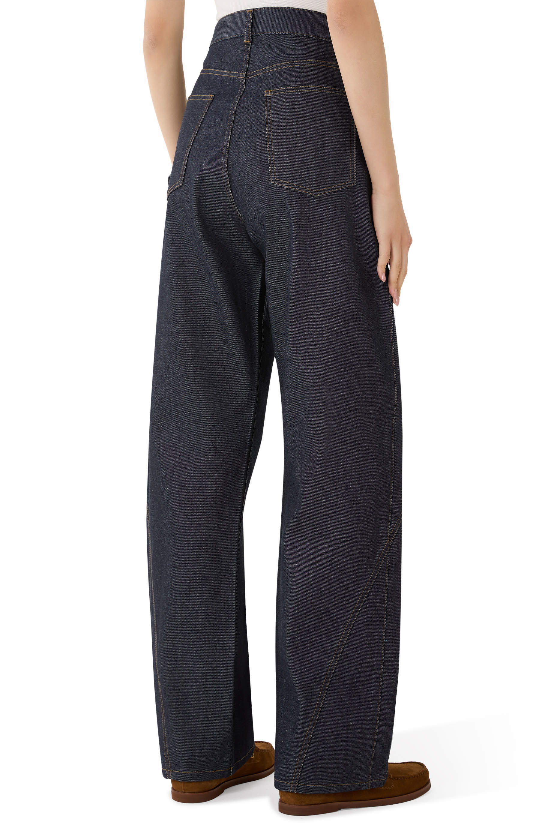 بنطال جينز ورك وير بتصميم ملفوف دنيم