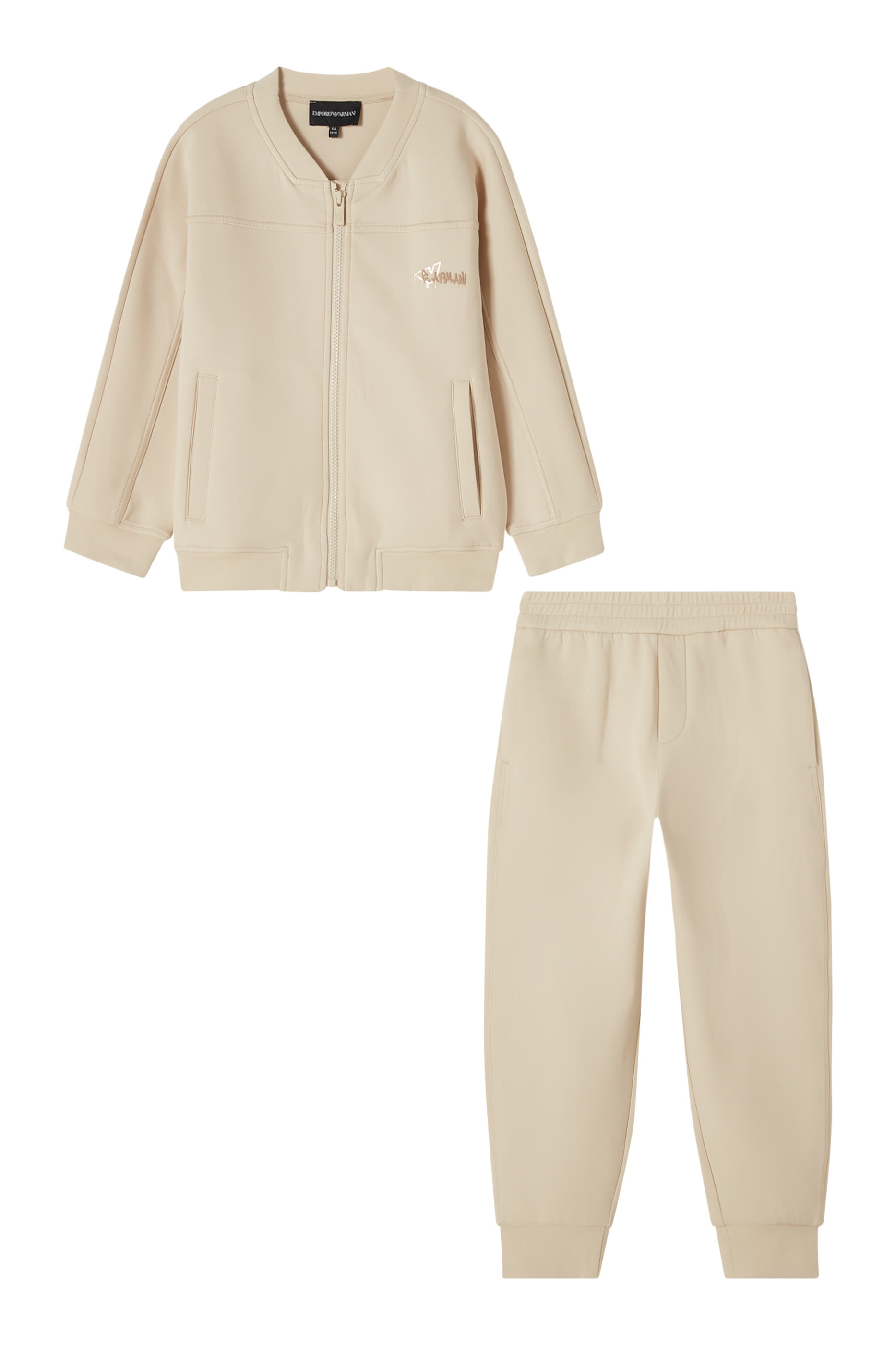 طقم بدلة رياضية بسحاب وشعار الماركة للأطفال