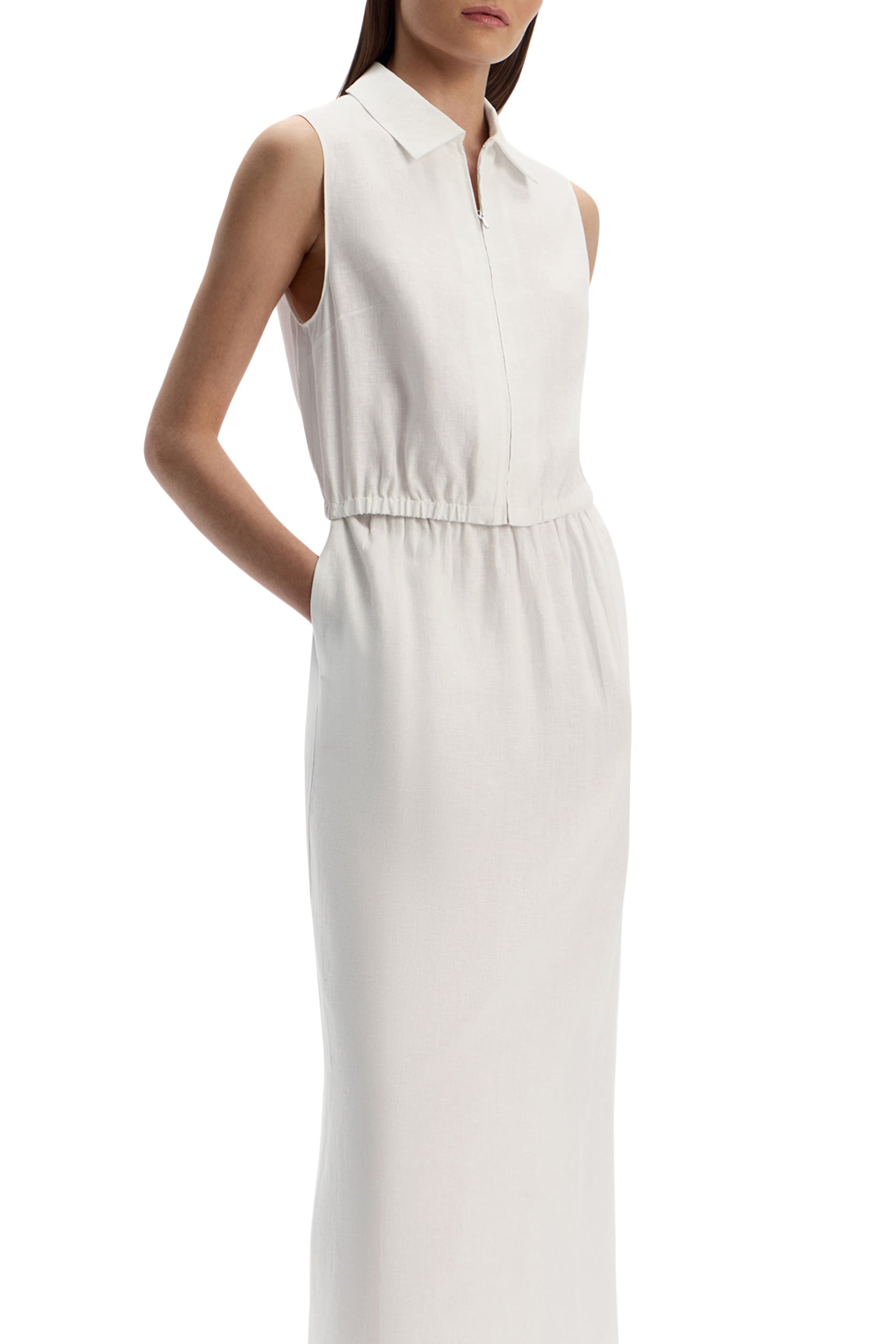 تنورة بخصر برباط تضييق كتان