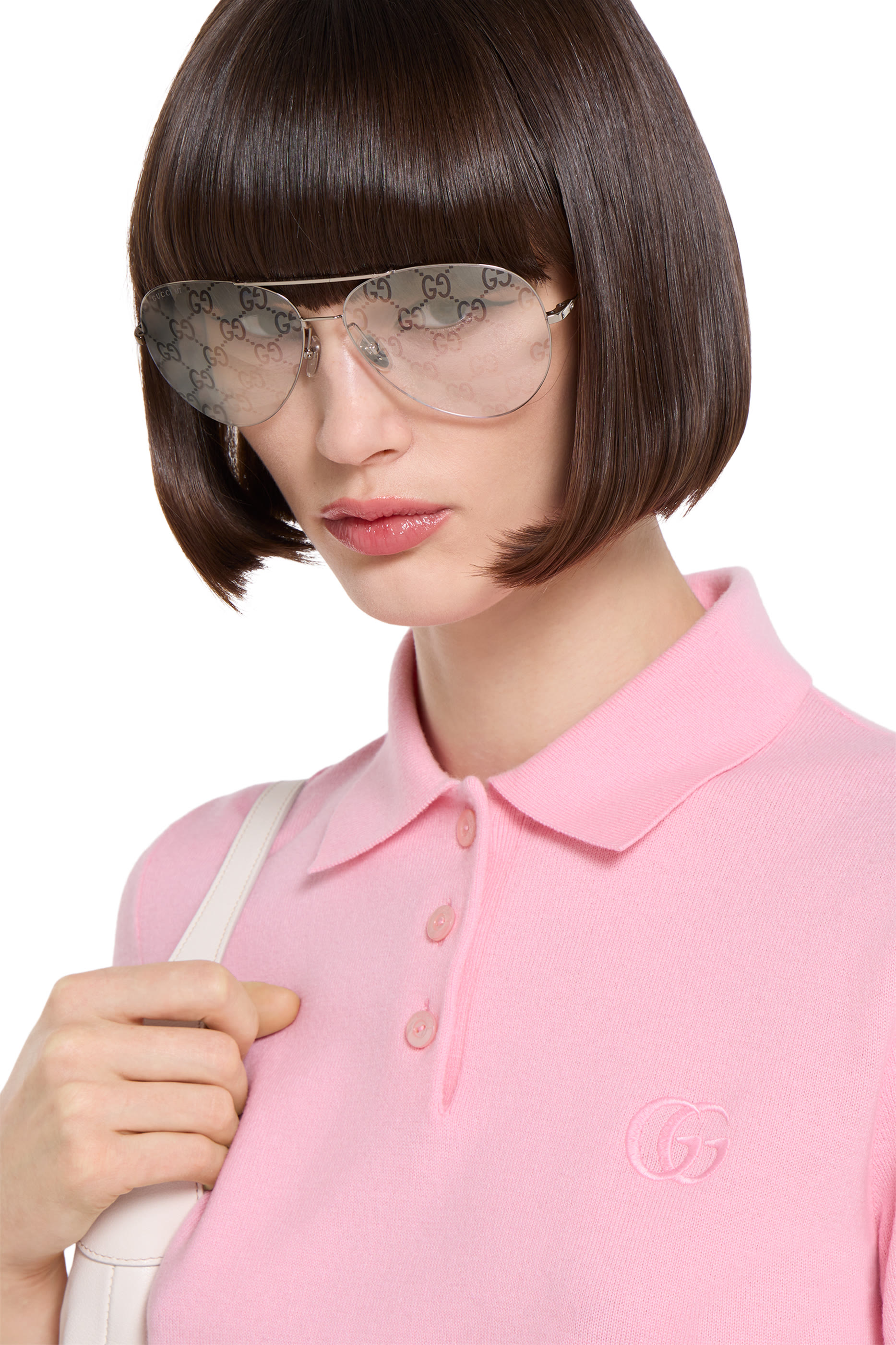 قميص بولو صوف منسوج بتطريز شعار الماركة