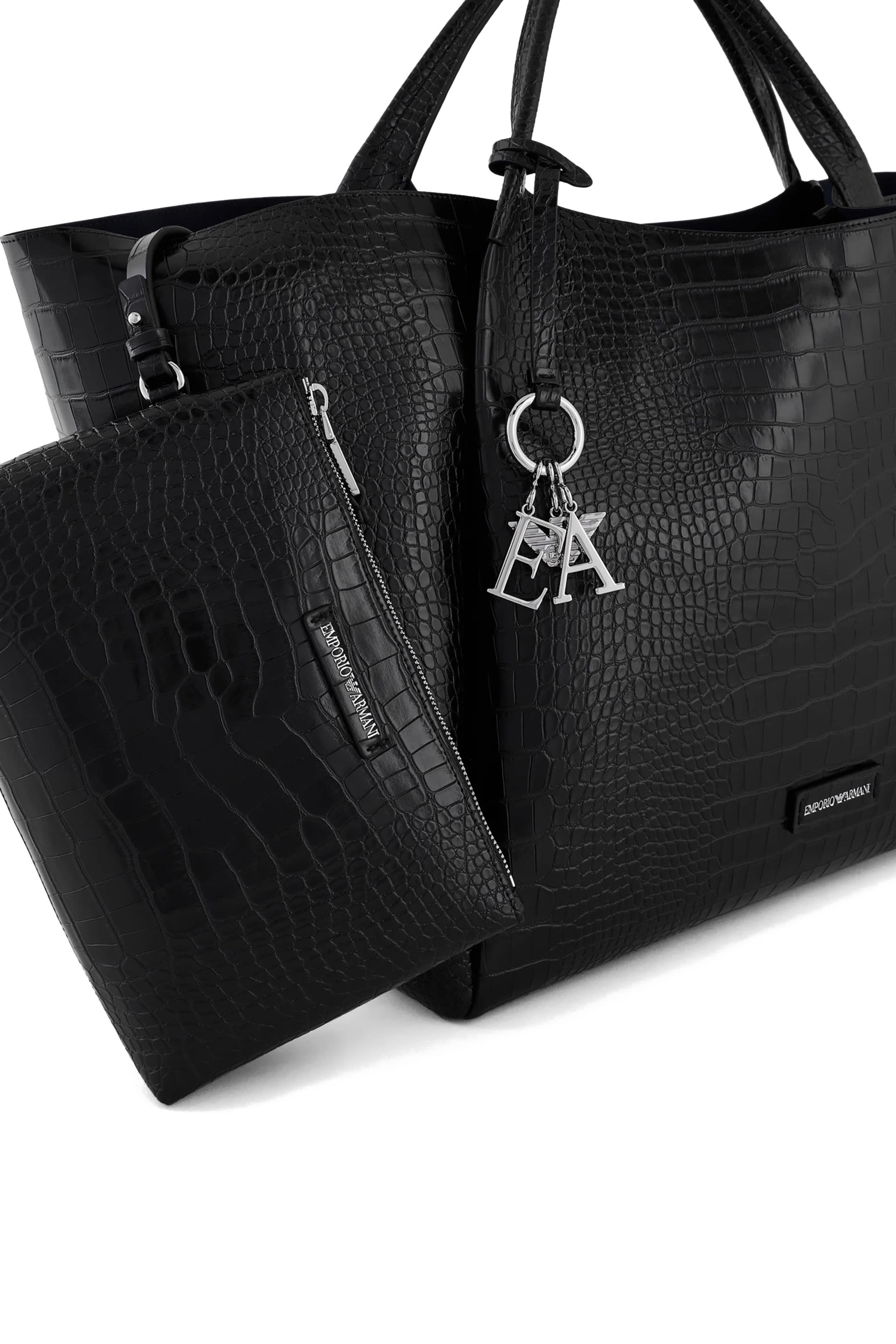 حقيبة يد جلد صناعي بنقشة جلد التمساح