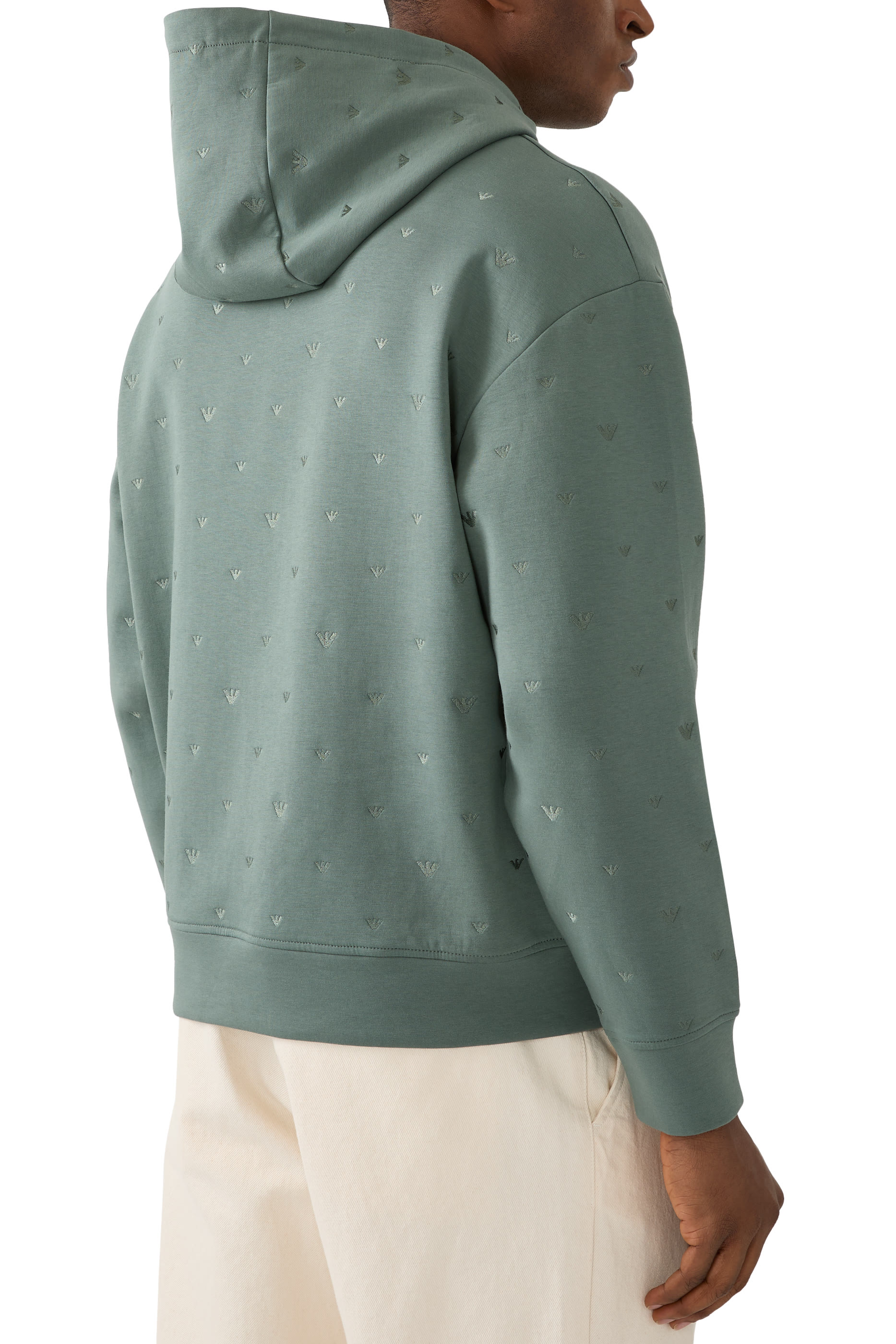 سويت شيرت بغطاء رأس ونقشة شعار الماركة null