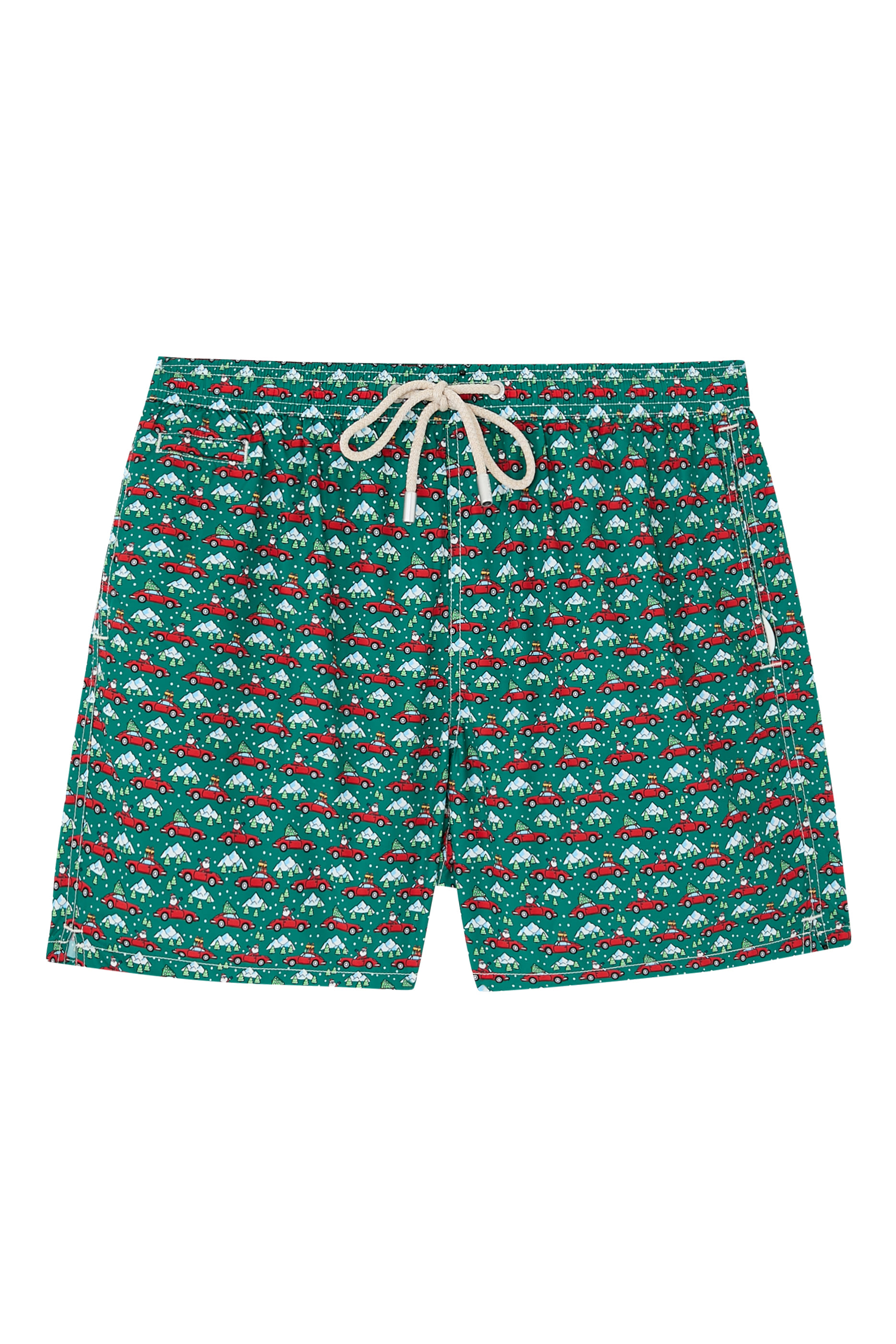 شورت سباحة ميكرو فانتايزي لايتنغ بتصميم سانتا يقود سيارة