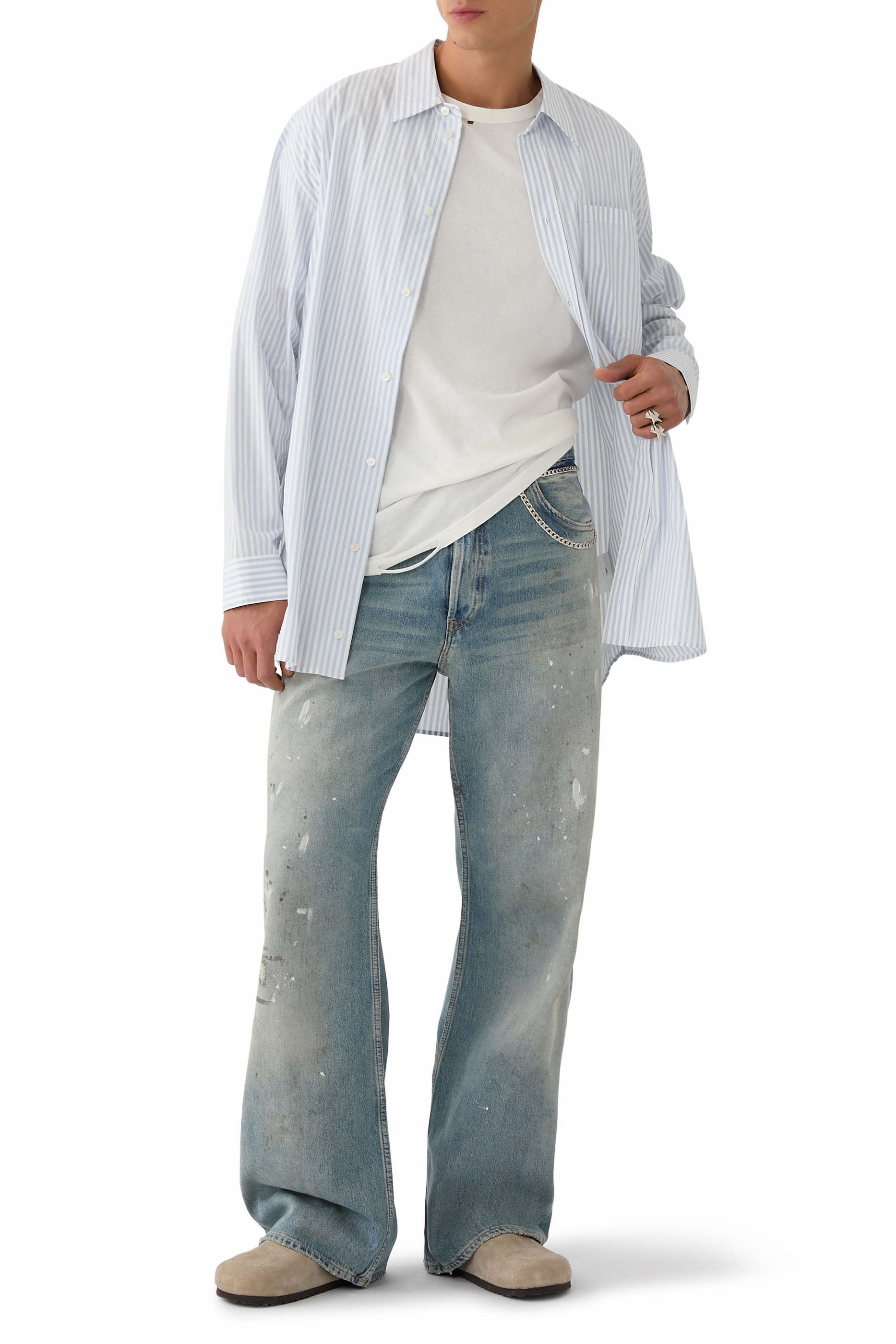 قميص ساكشي مخطط بأكمام طويلة