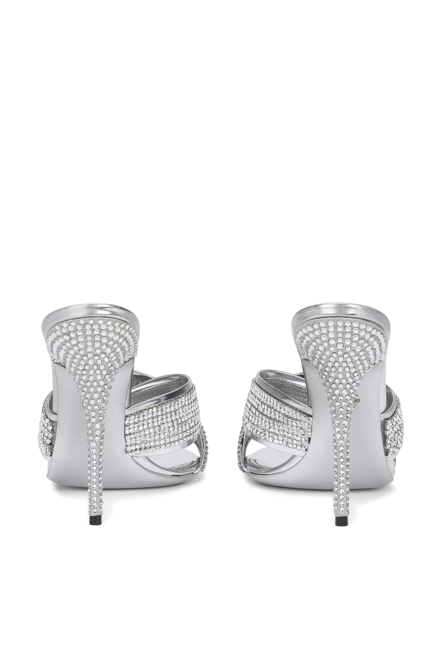 حذاء مفتوح من الخلف 85 مرصع بكريستال قماش شبكي