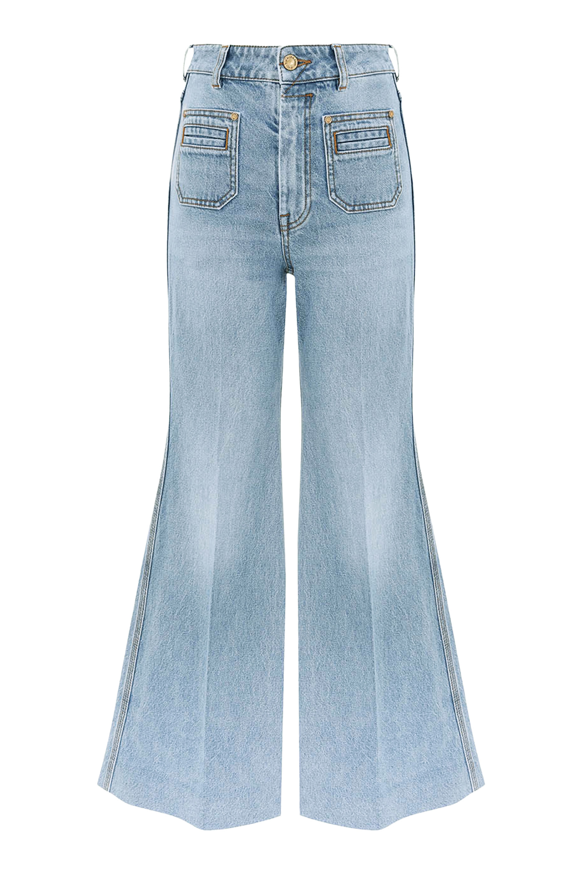 بنطال جينز بحواف واسعة دنيم