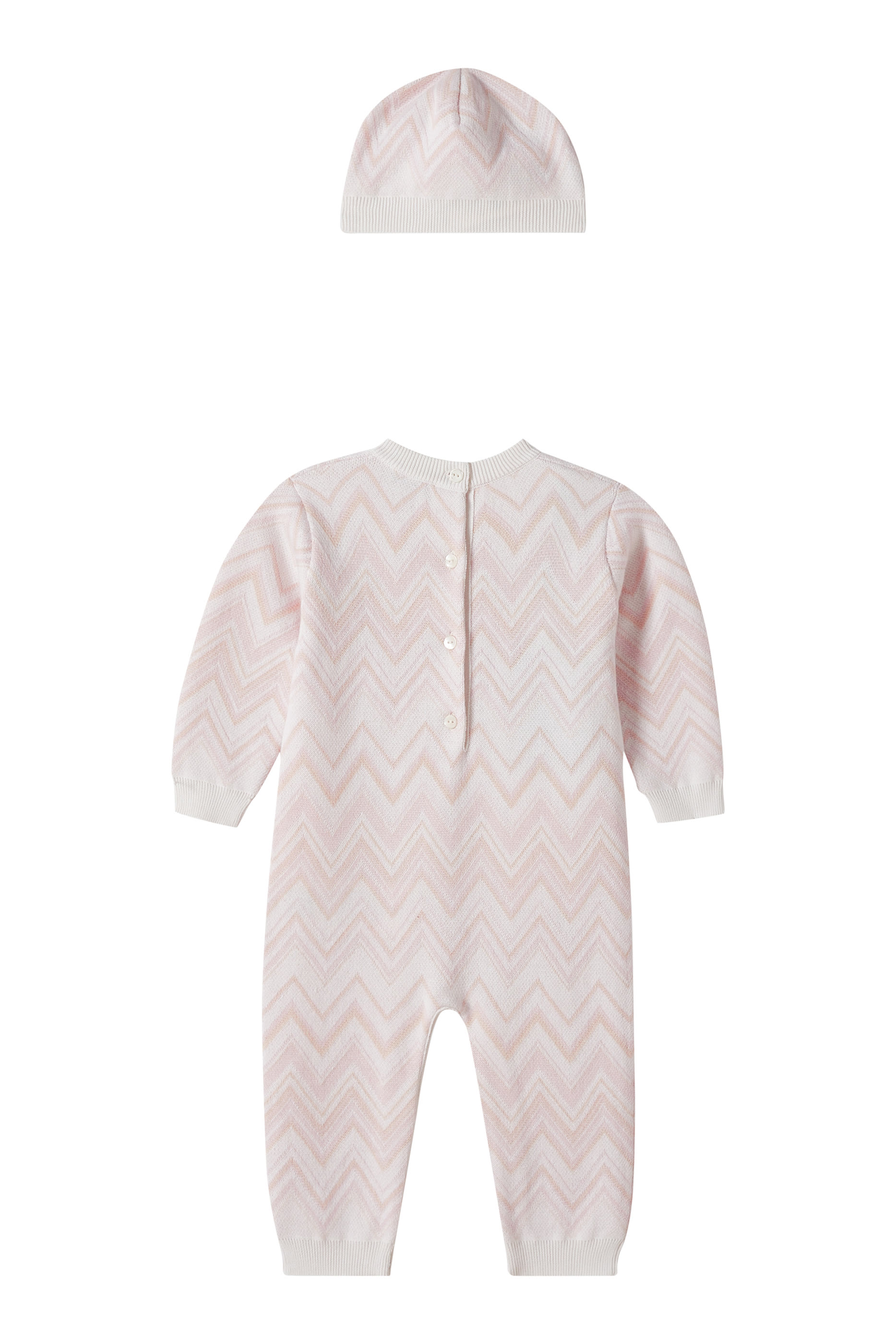 Kids Chevron-Pattern Knitted Romper and Hat
