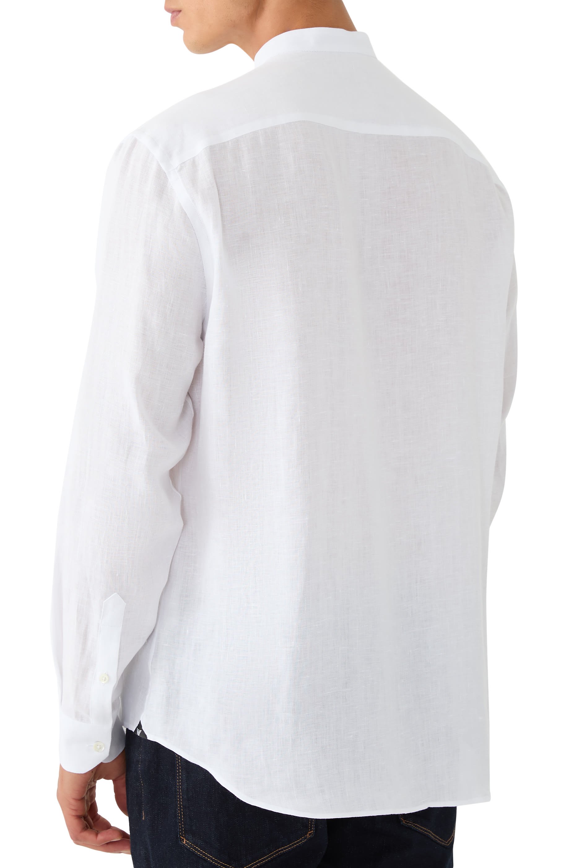 قميص بياقة صينية شامبري كتان