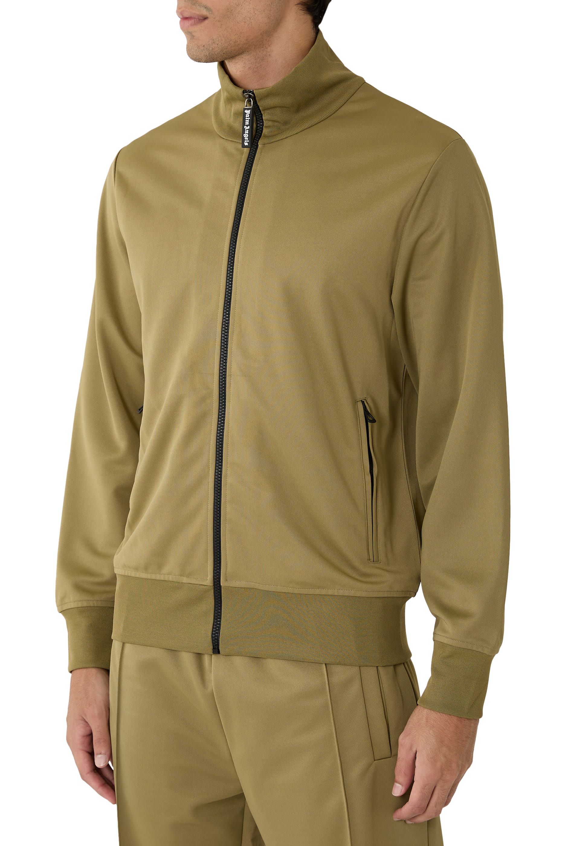 جاكيت رياضي مزين بشعار الماركة منحني على الظهر