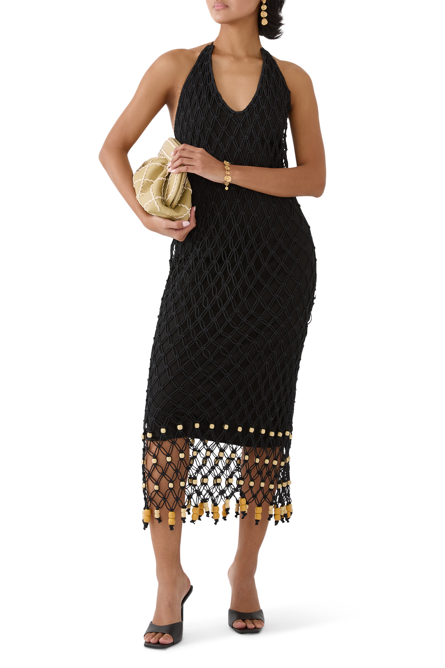 فستان ريس ماكراميه طويل null