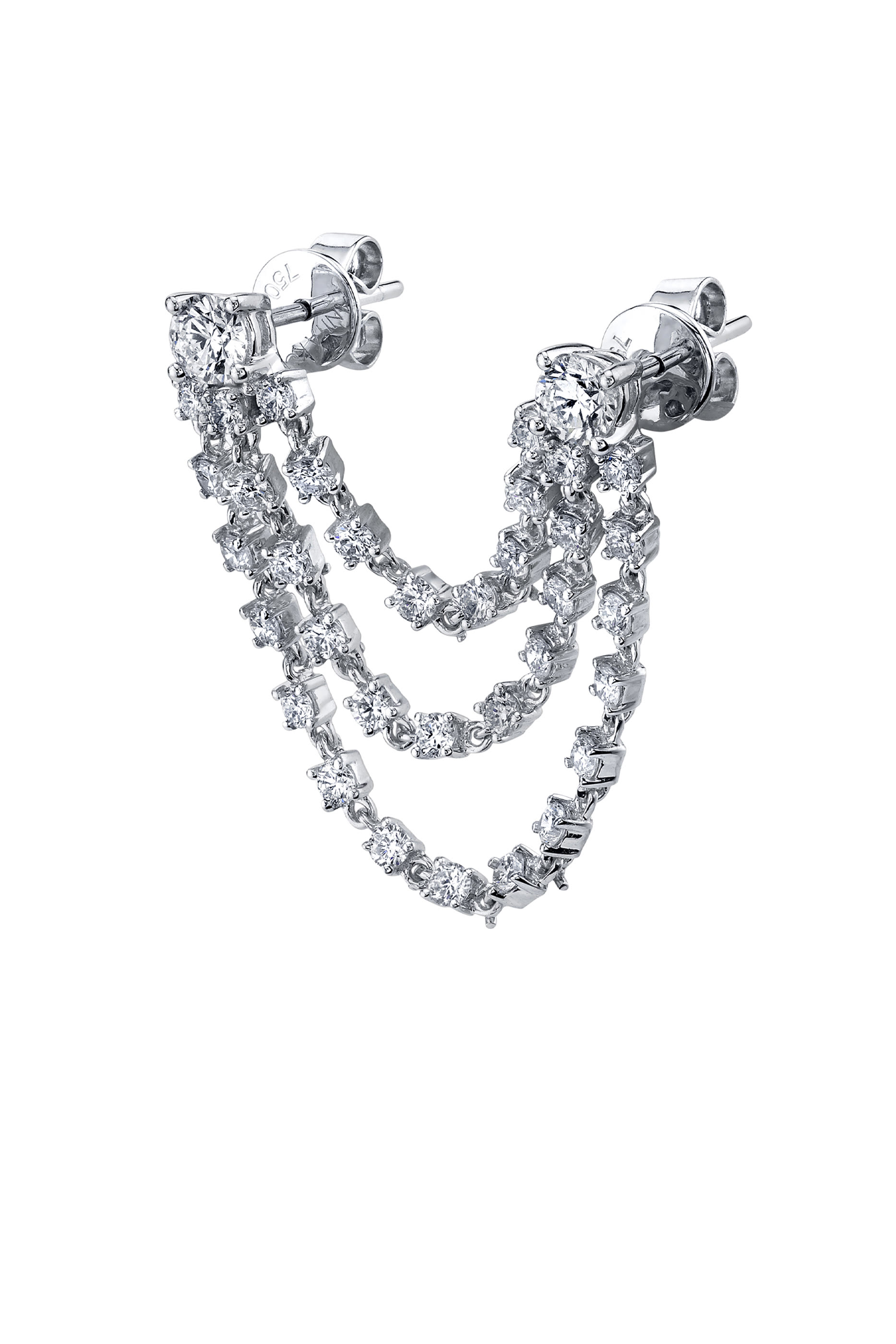 قرط بيانكا مرصعة بماس، ذهب أبيض عيار 18