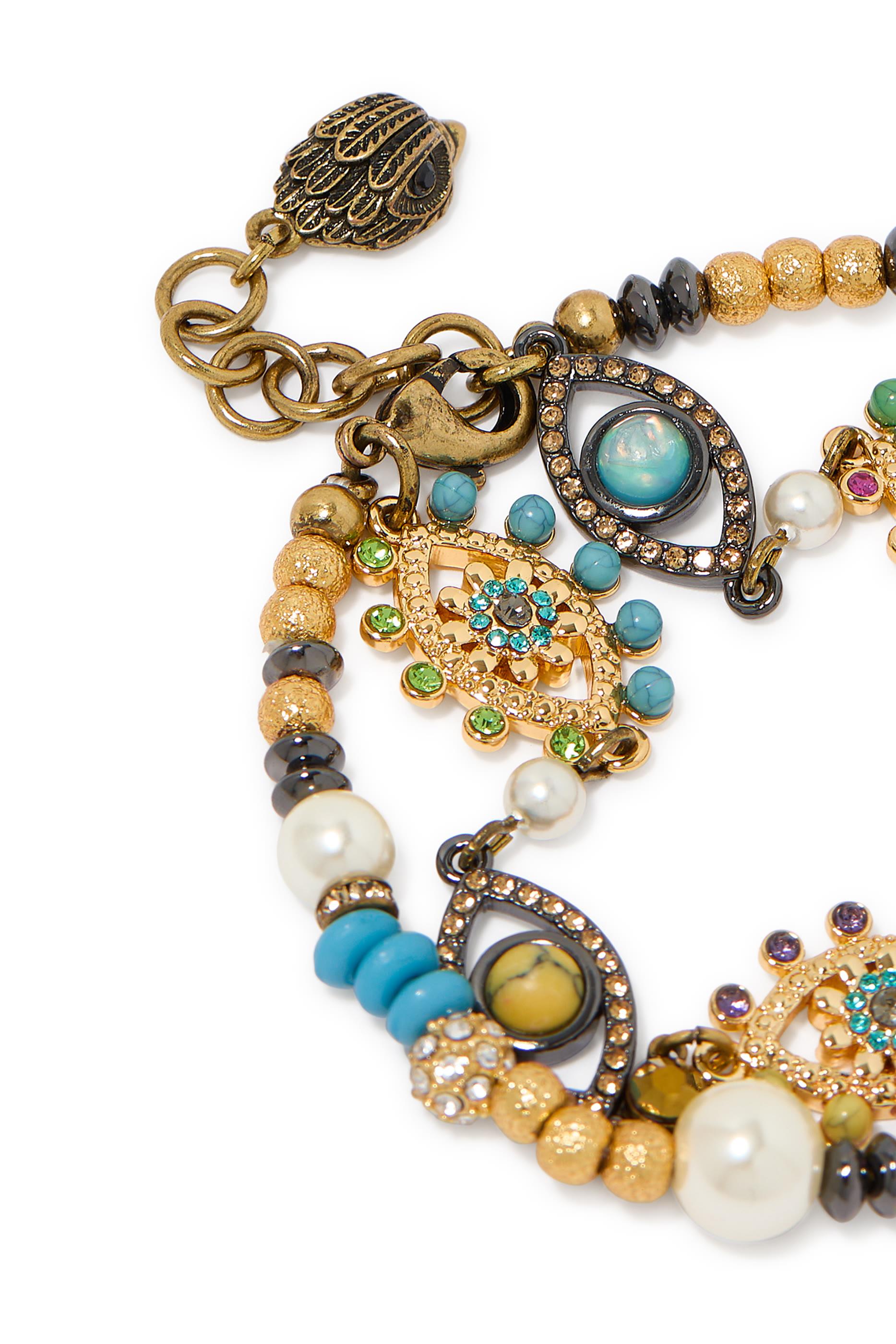 سوار بطبقتين وحلي بتصميم عين حسود، نحاس وكريستال