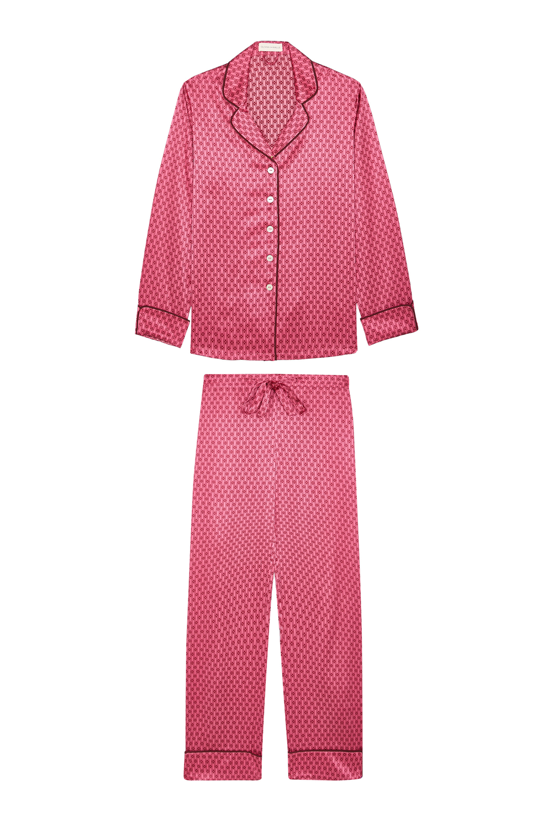 طقم بيجامة ليلا بنقشة حرير ستان