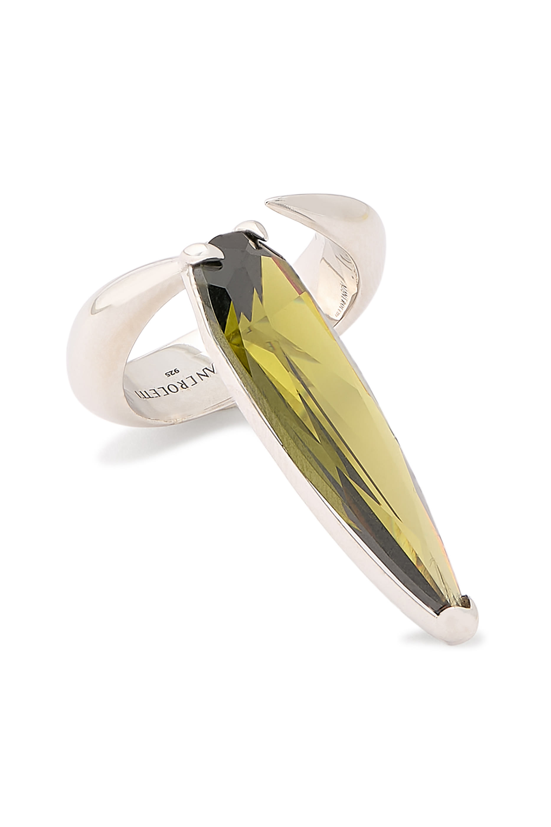 خاتم اليان مرصع بكريستالة مدببة، فضة إسترلينية 925