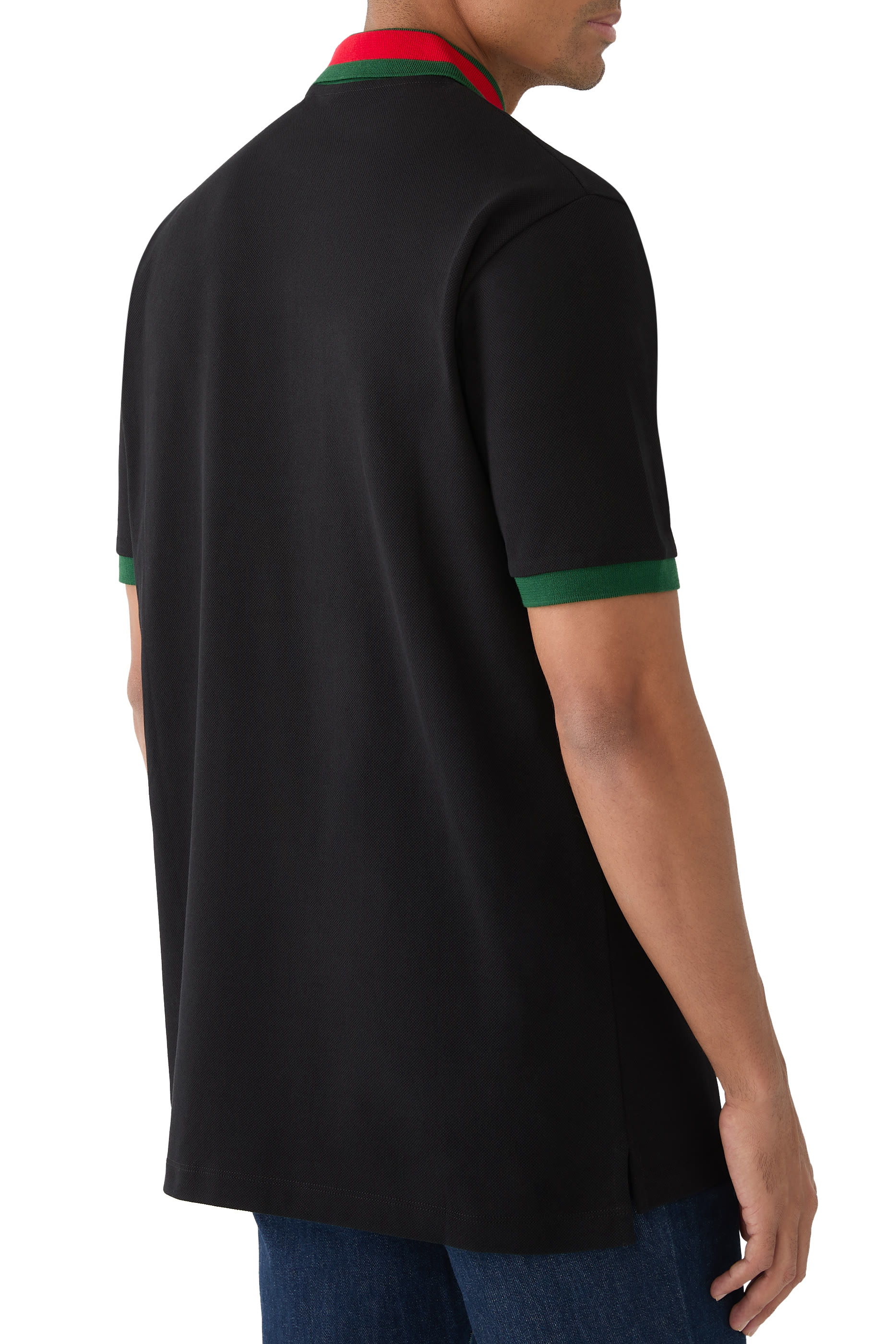 قميص بولو بشريط ويب قطن بيكيه