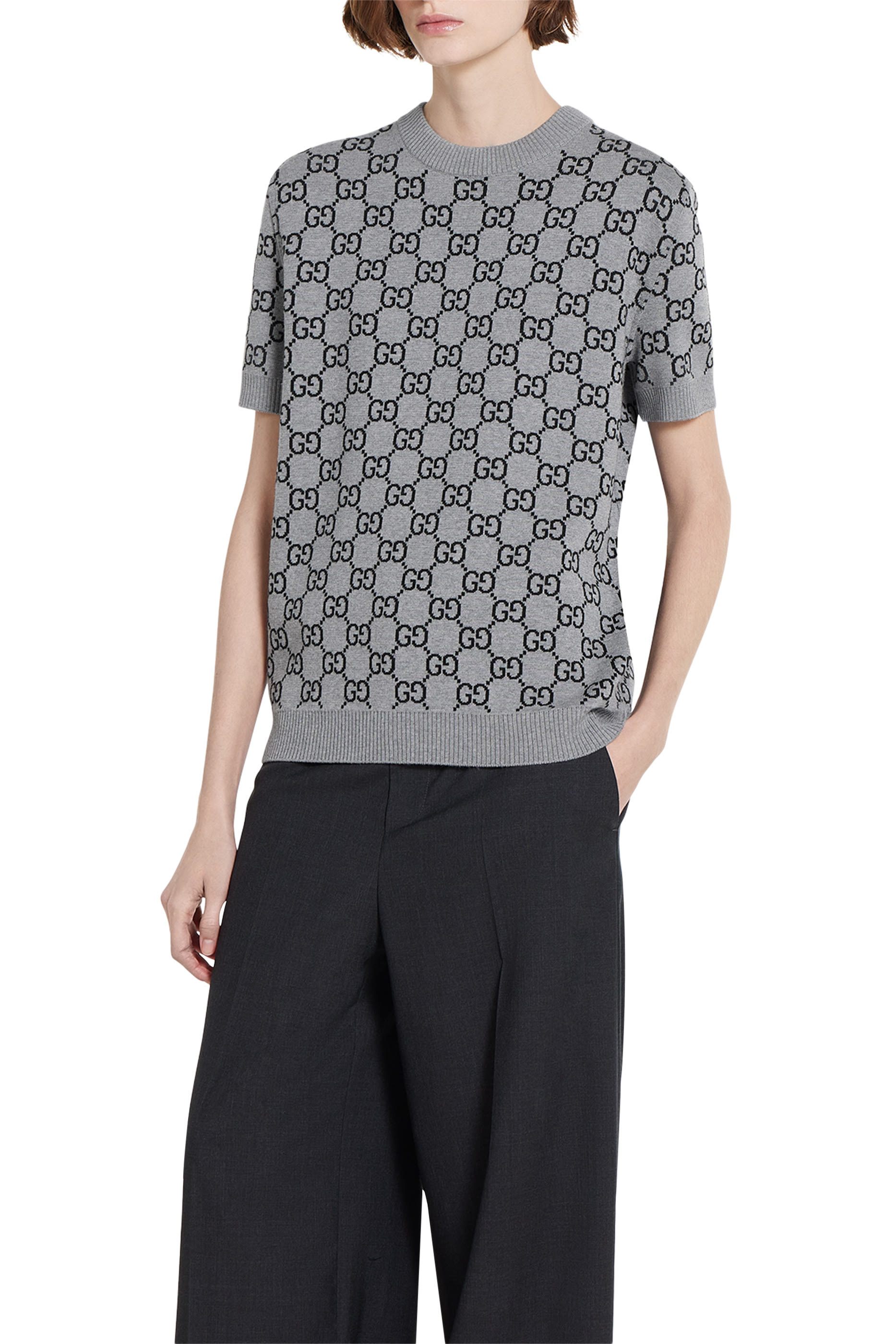  Reversible GG Wool Jacquard Top