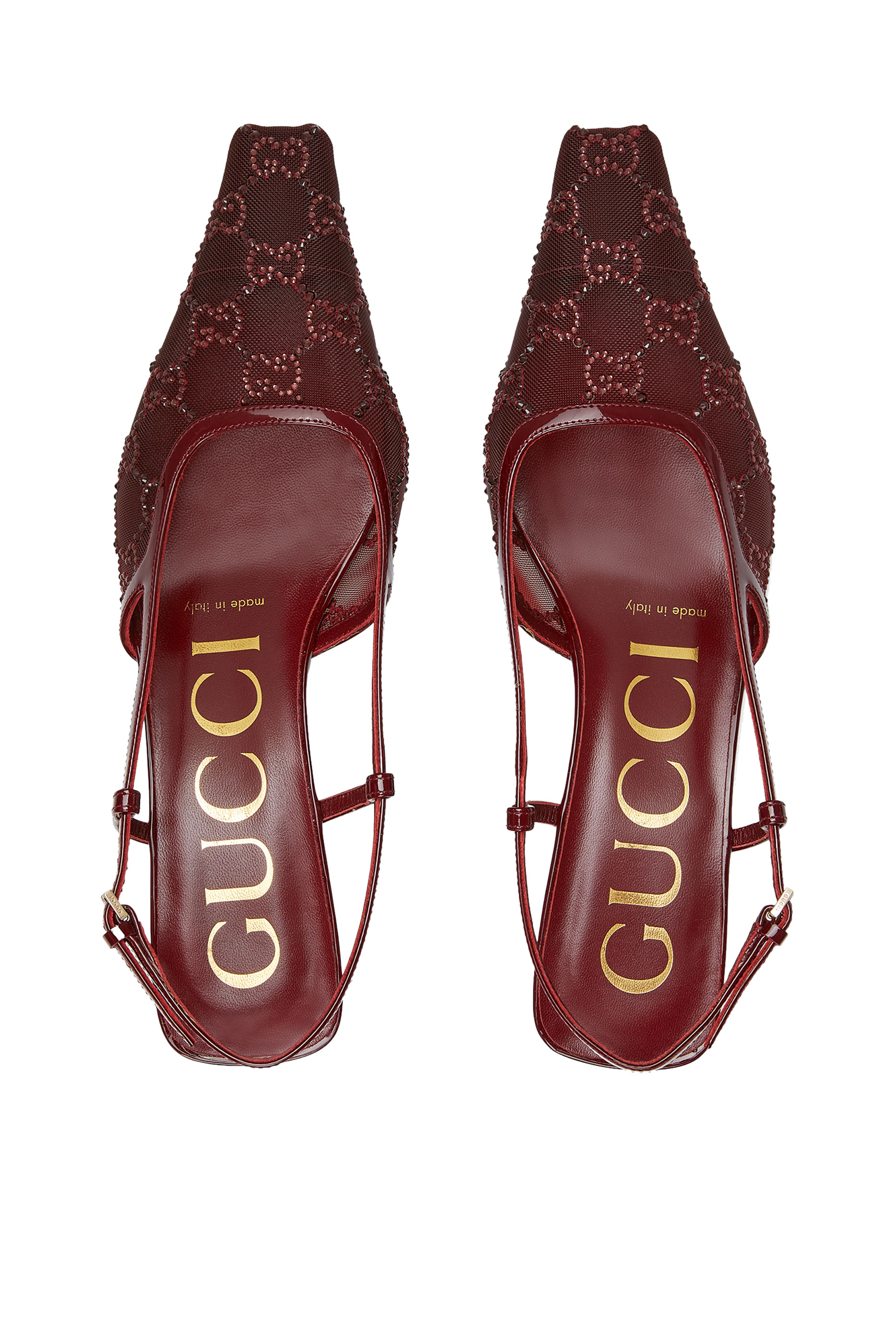 حذاء كلاسيكي 35 بسير خلفي وكريستال مرصع بتصميم شعار الماركة