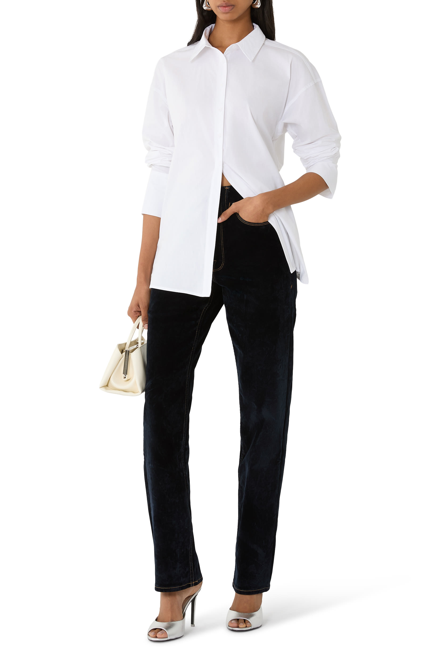 بنطال جينز غود ايكون بقصة ساق مستقيمة دنيم بلمسة مخملية