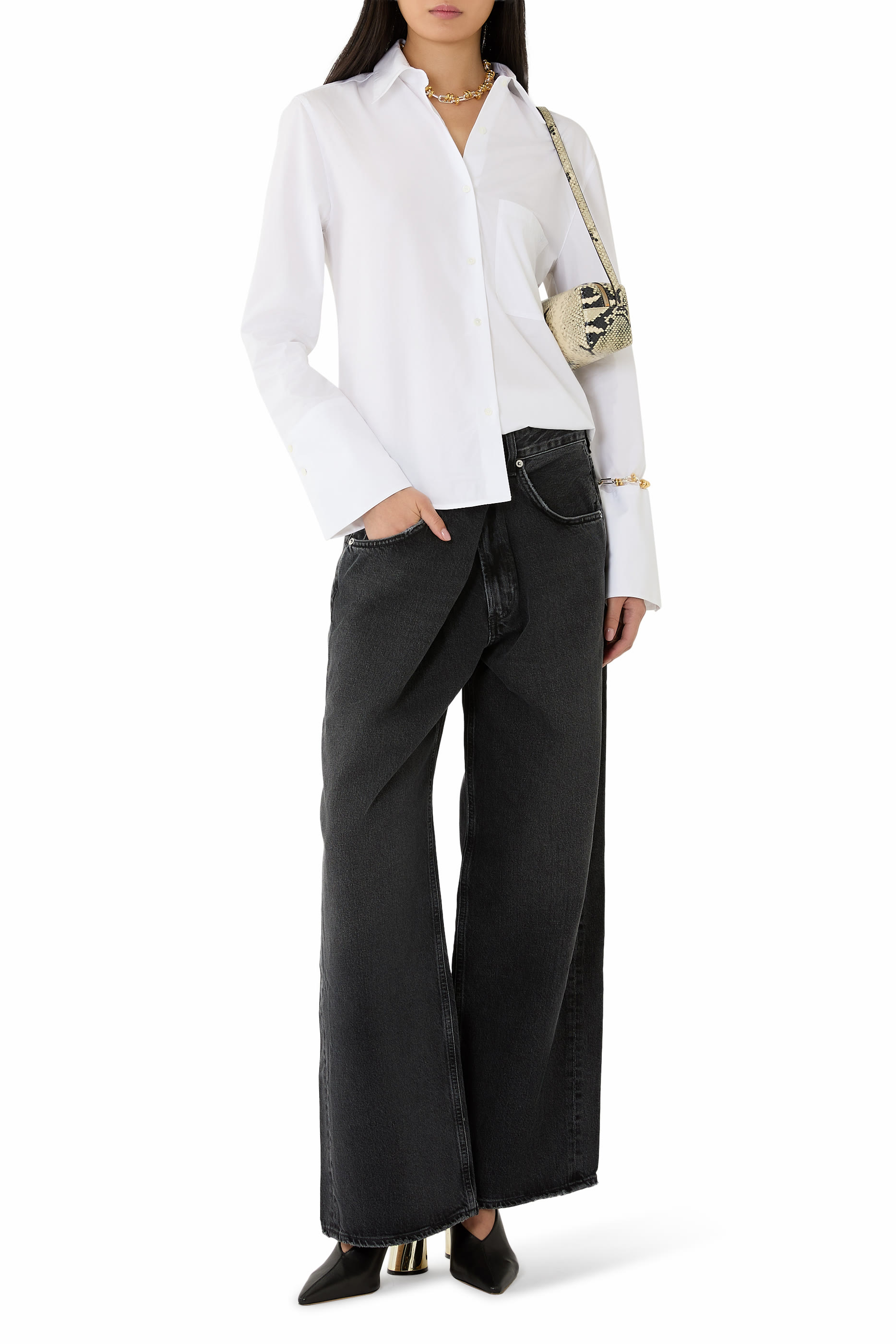 بنطال جينز فانا بجزء مطوي