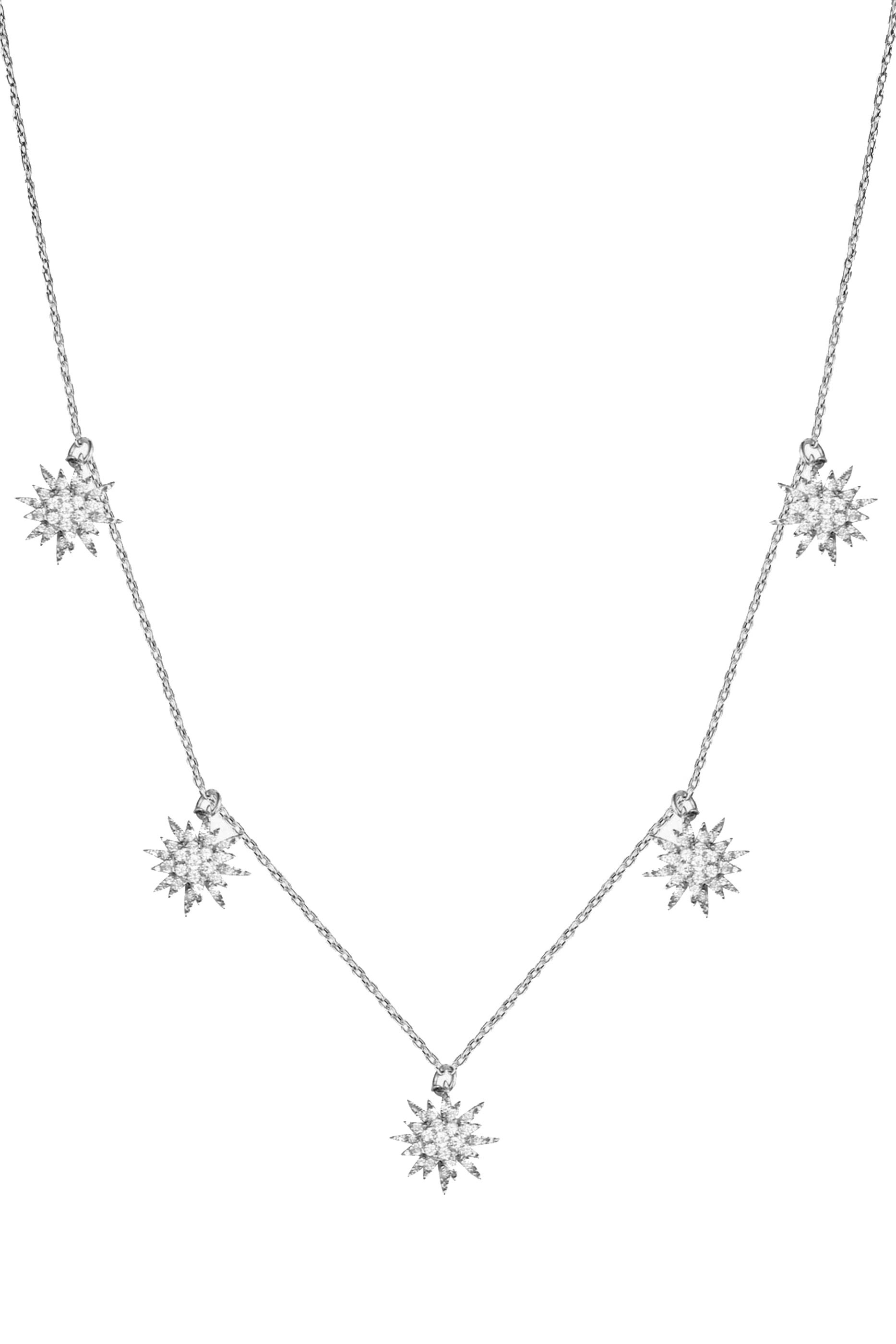 قلادة سولاي بحلي كبيرة مرصعة بالماس، ذهب أبيض عيار 18