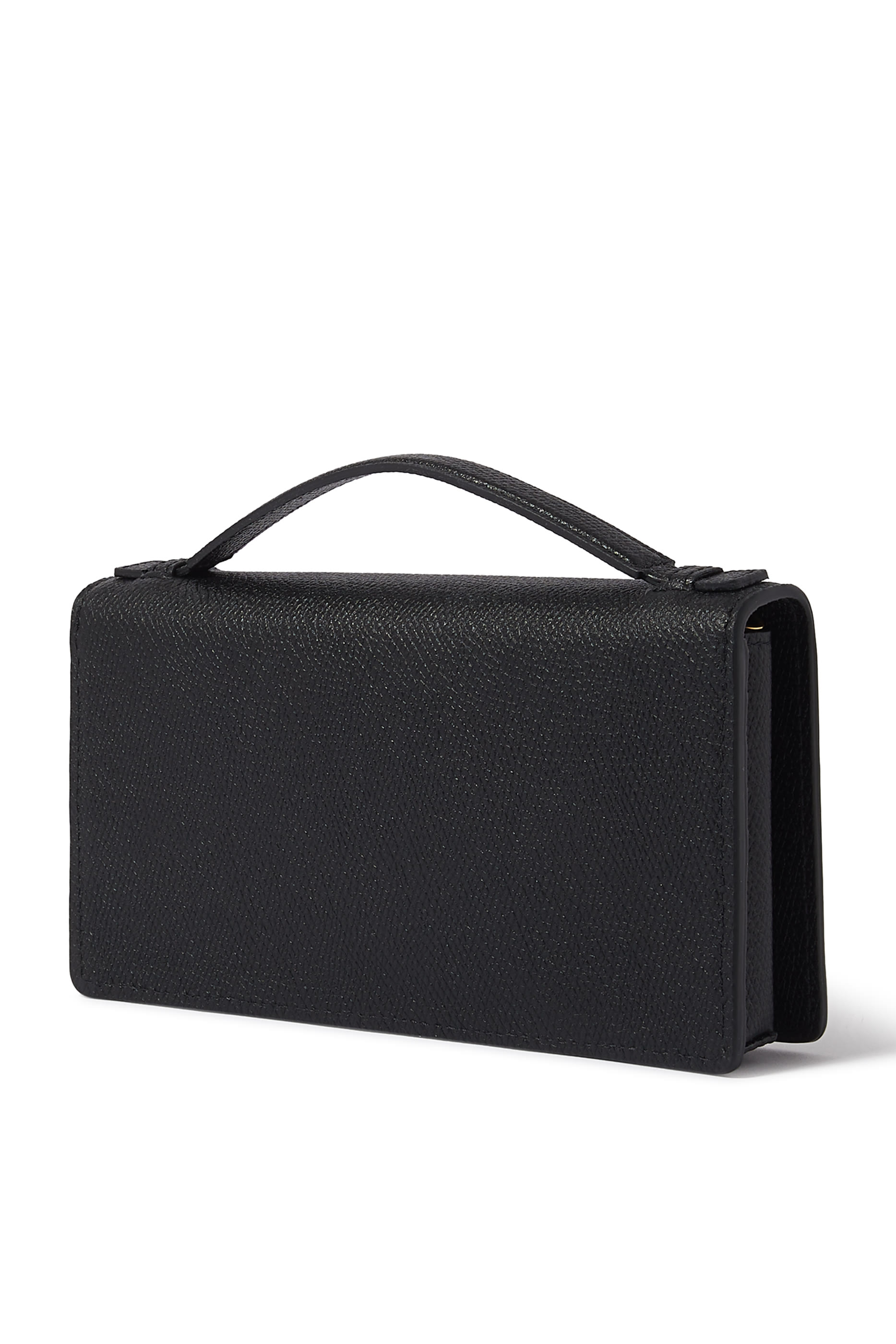 محفظة بشعار الماركة جلد عجل بارز الملمس