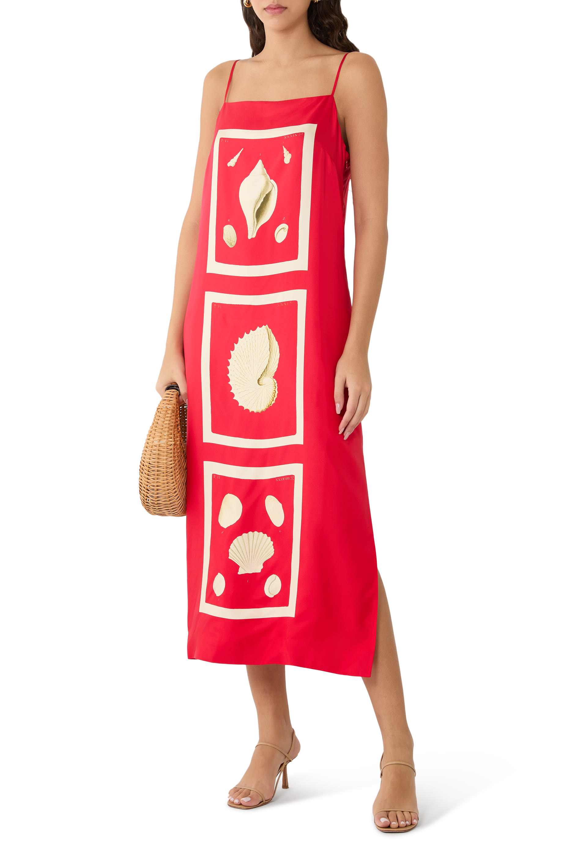 فستان بنقشة أصداف غرافيكية