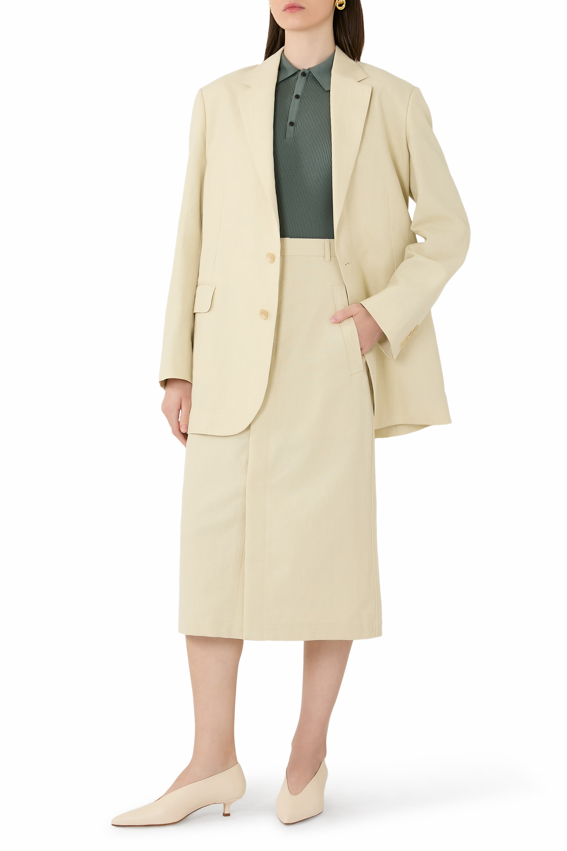 جاكيت قماش أكسفورد صوف وقطن وكتان