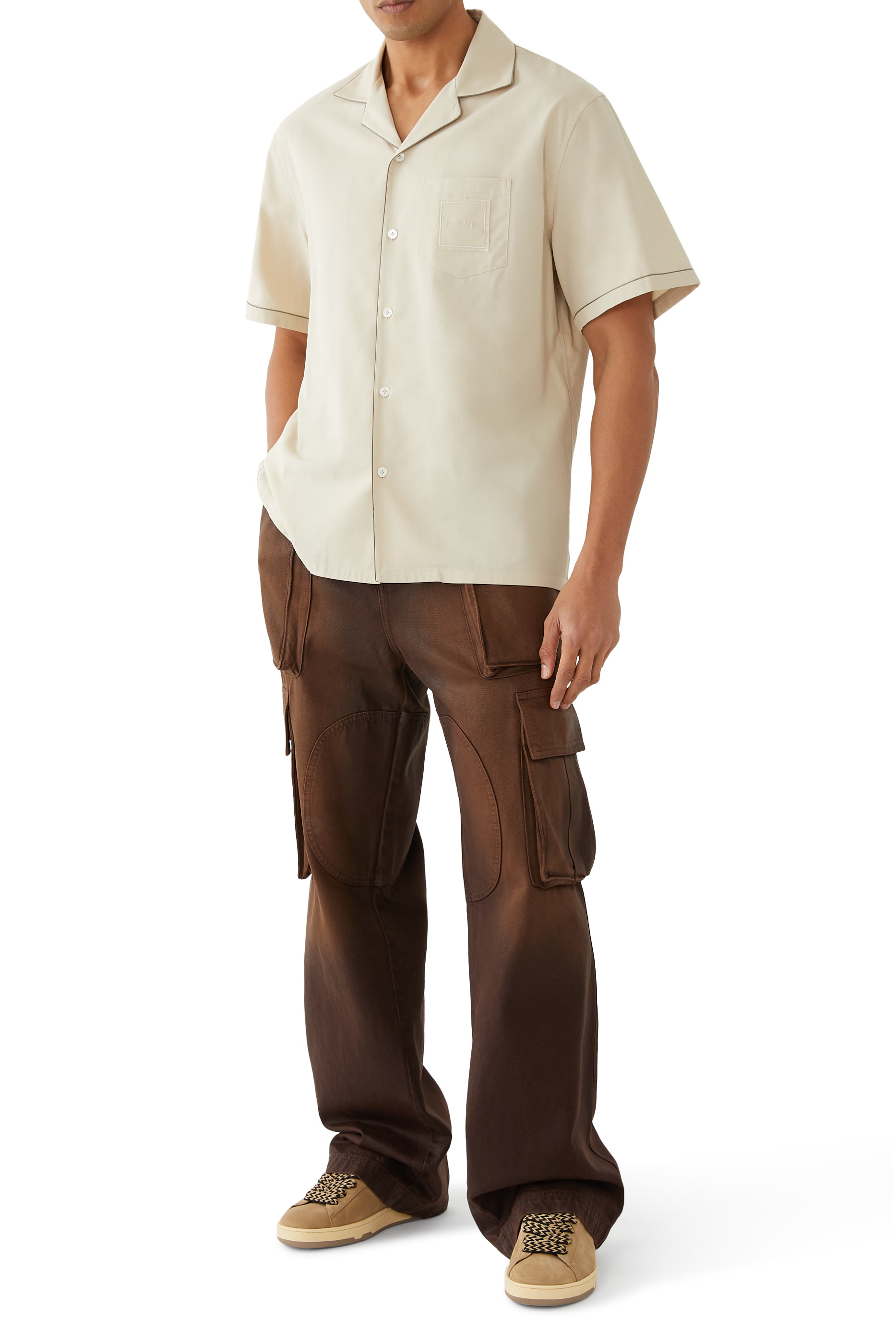 قميص بولينج قماش قطن انسيابي