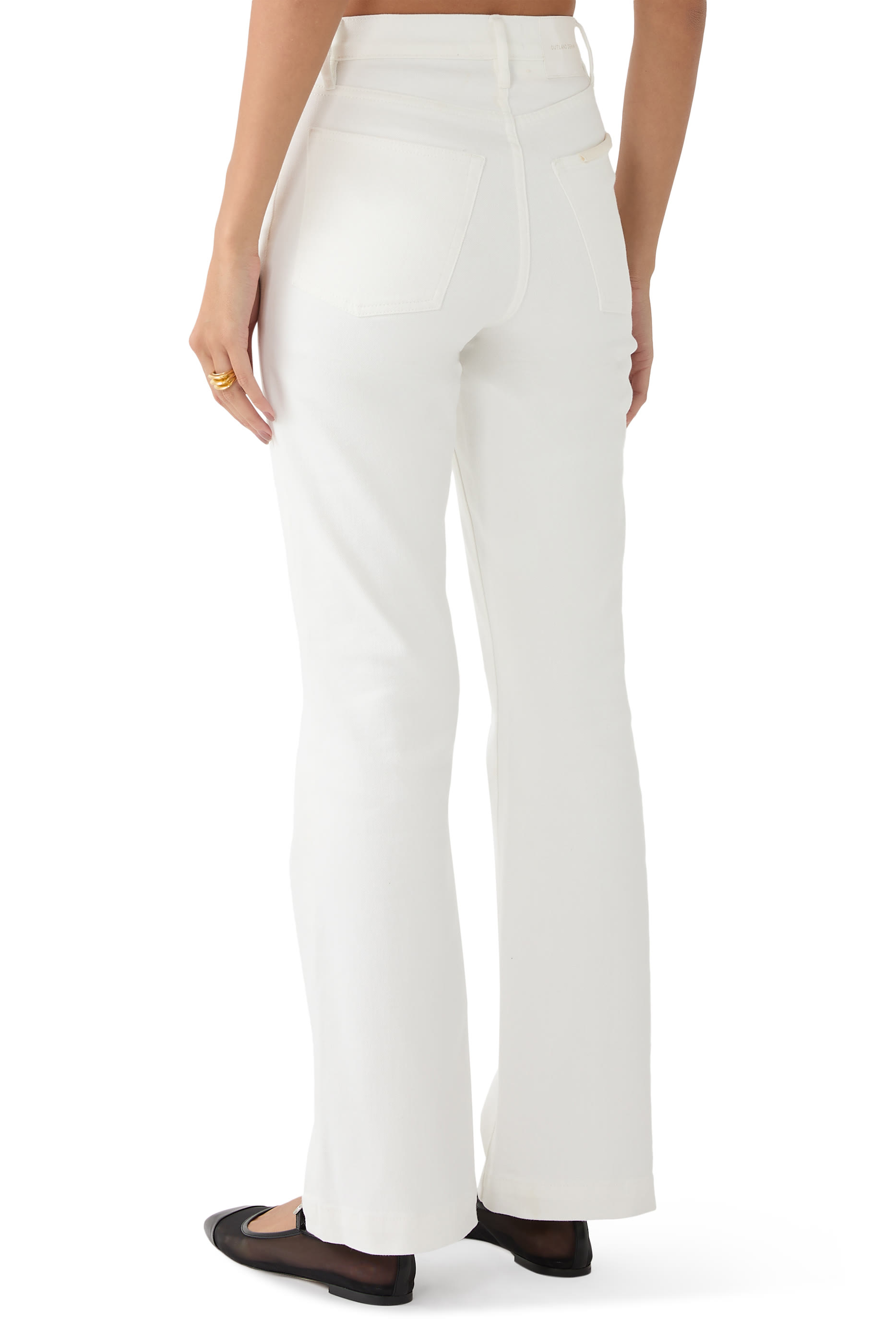 بنطال جينز فرح بخصر مرتفع وحافة واسعة