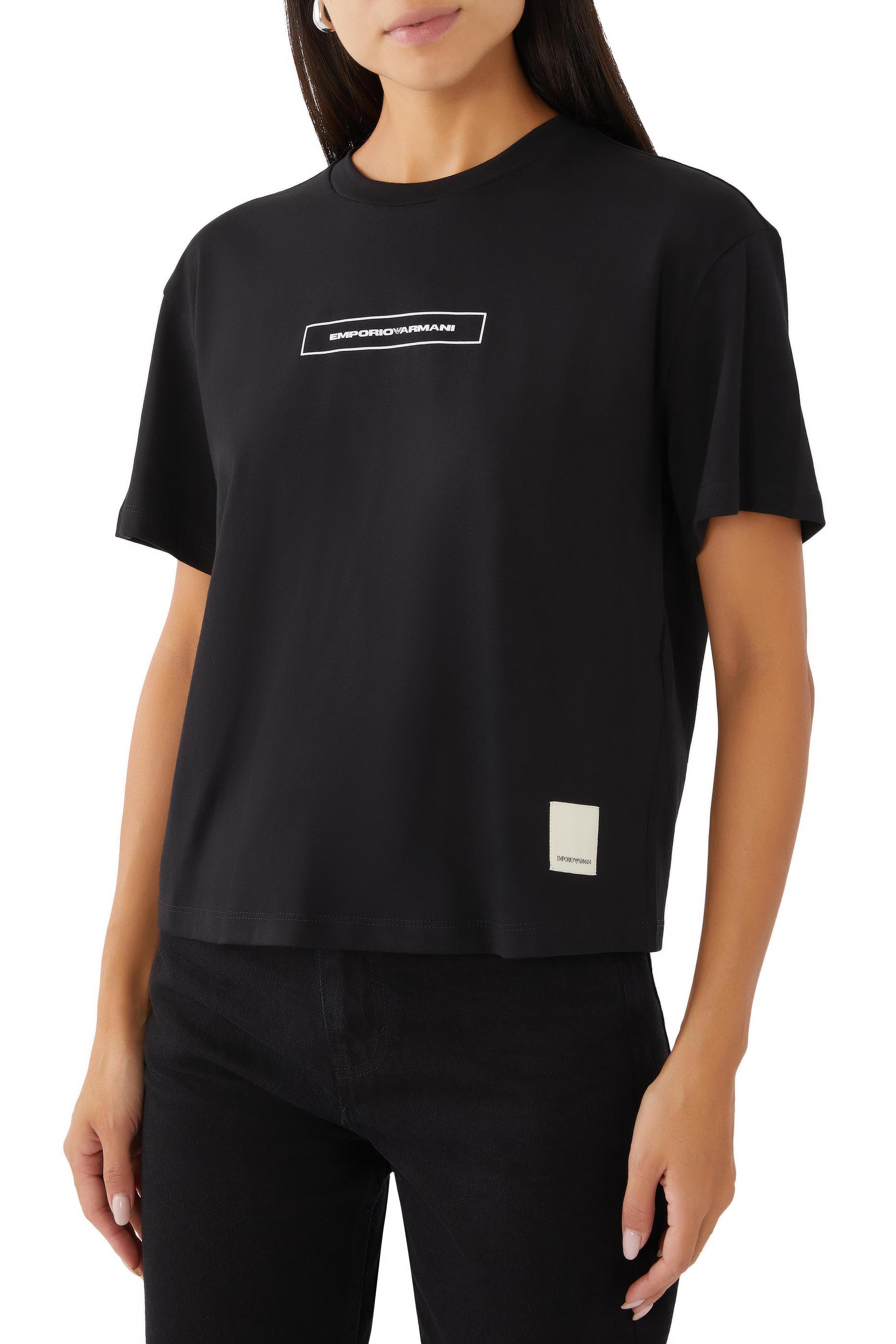 تيشيرت بطبعات شعار الماركة قطن