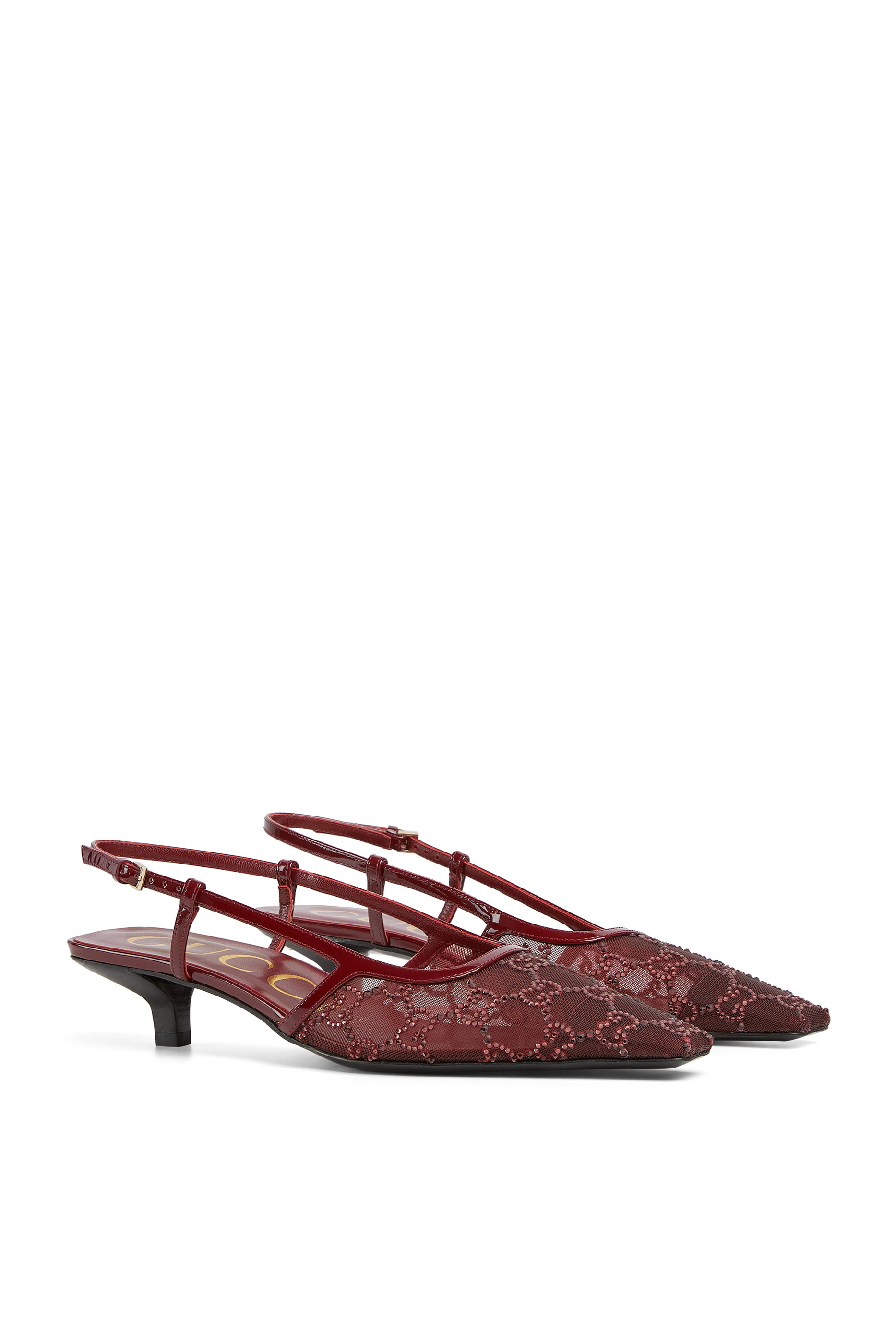 حذاء كلاسيكي 35 بسير خلفي وكريستال مرصع بتصميم شعار الماركة