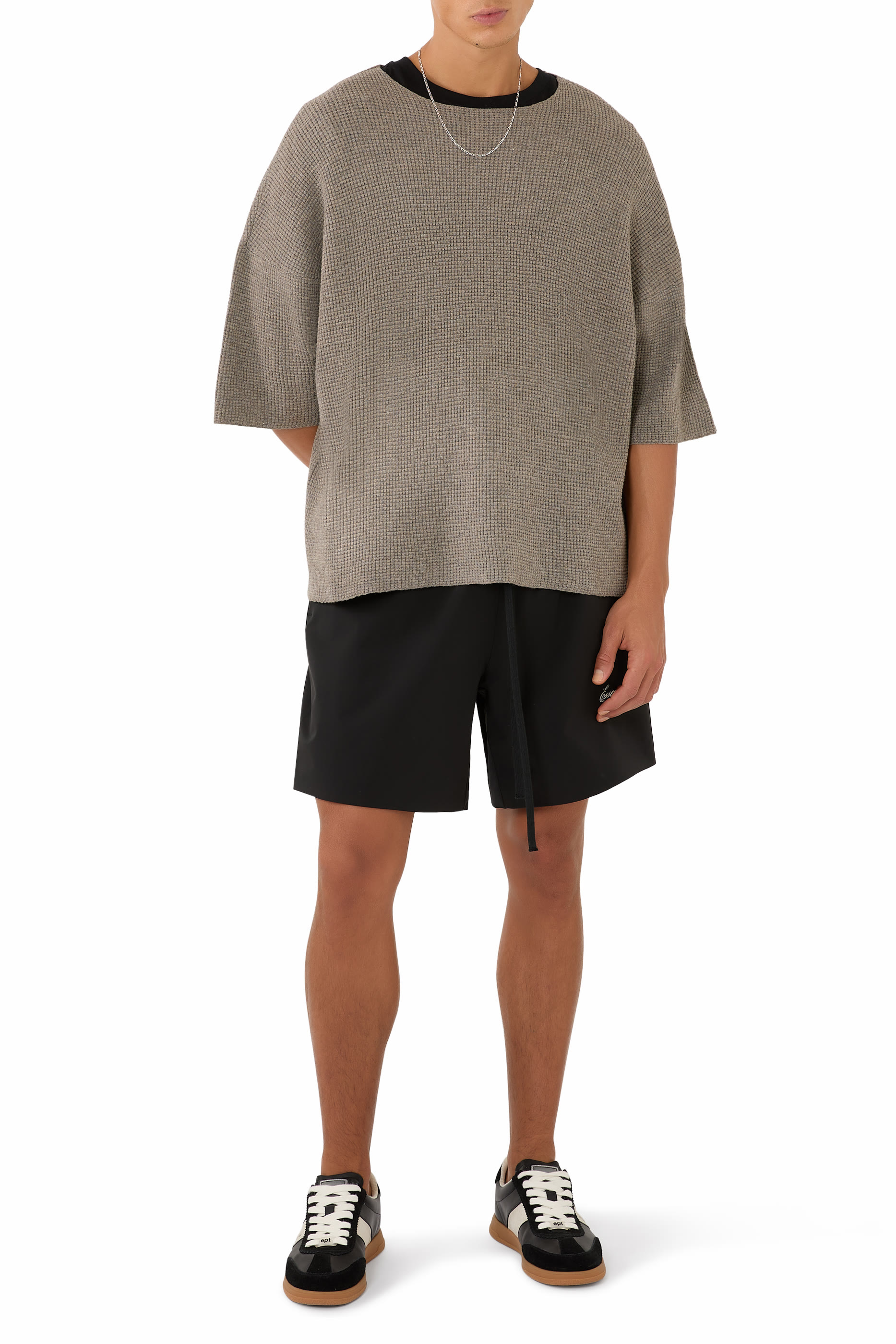 كنزة وافل بأكمام قصيرة null