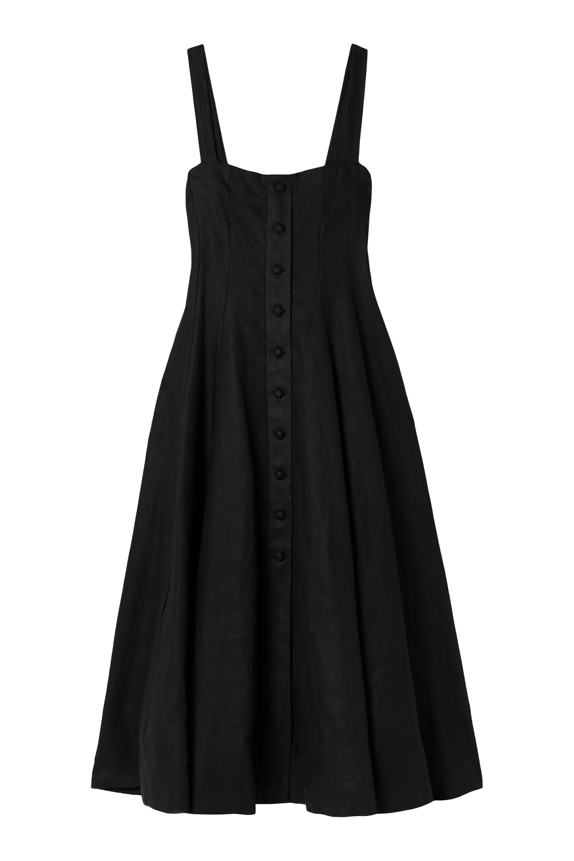 فستان كوربيير متوسط الطول بطيات كتان null