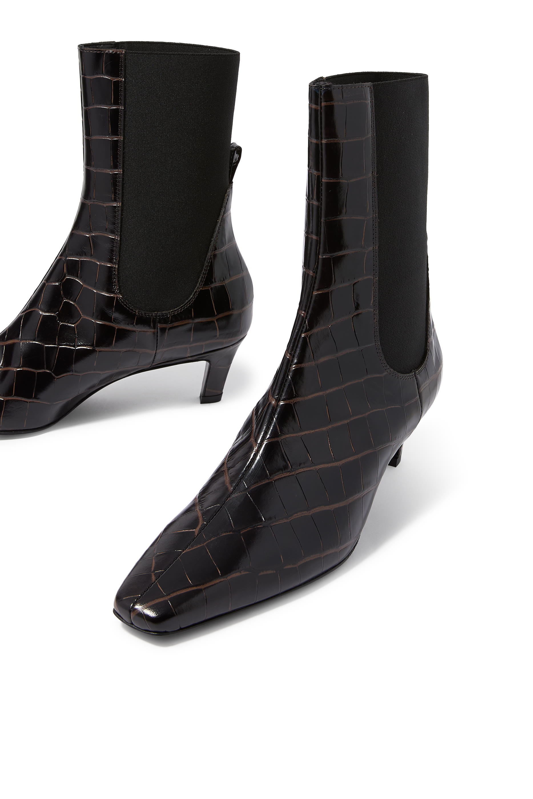 حذاء بوت بكعب متوسط 60 بنقشة جلد التمساح