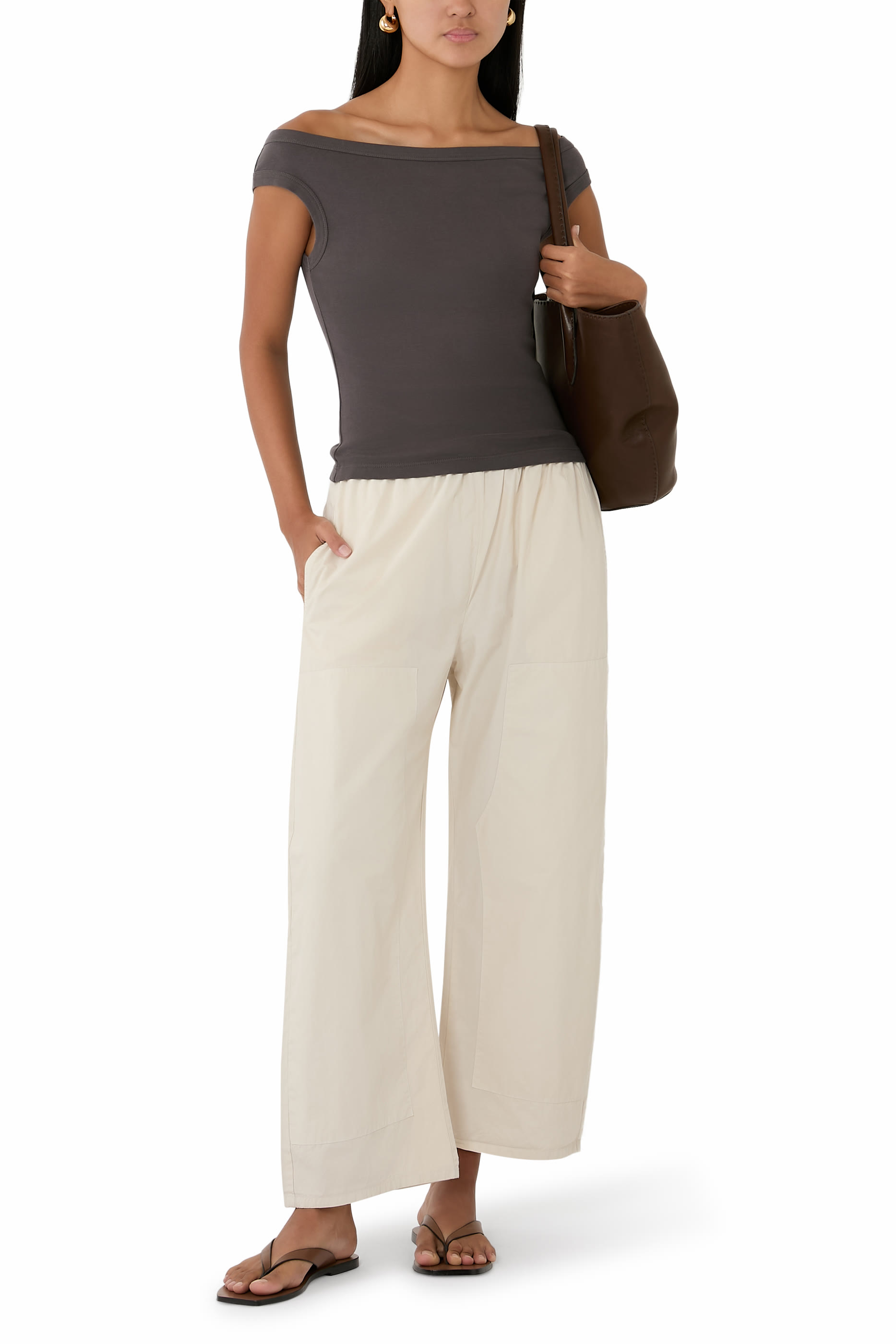 بلوزة بأكتاف مكشوفة قطن عضوي