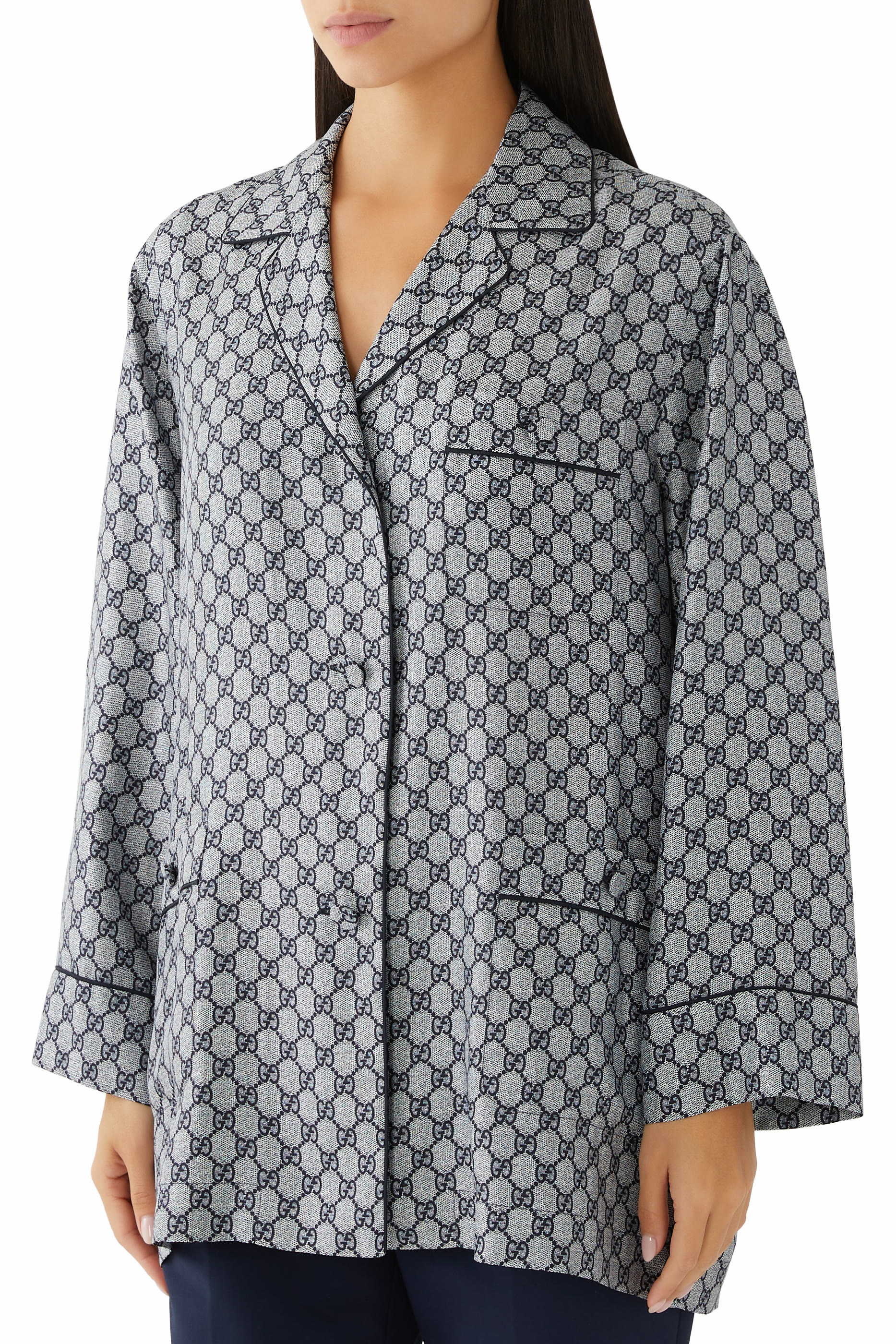 قميص بشعار الماركة حرير تويل