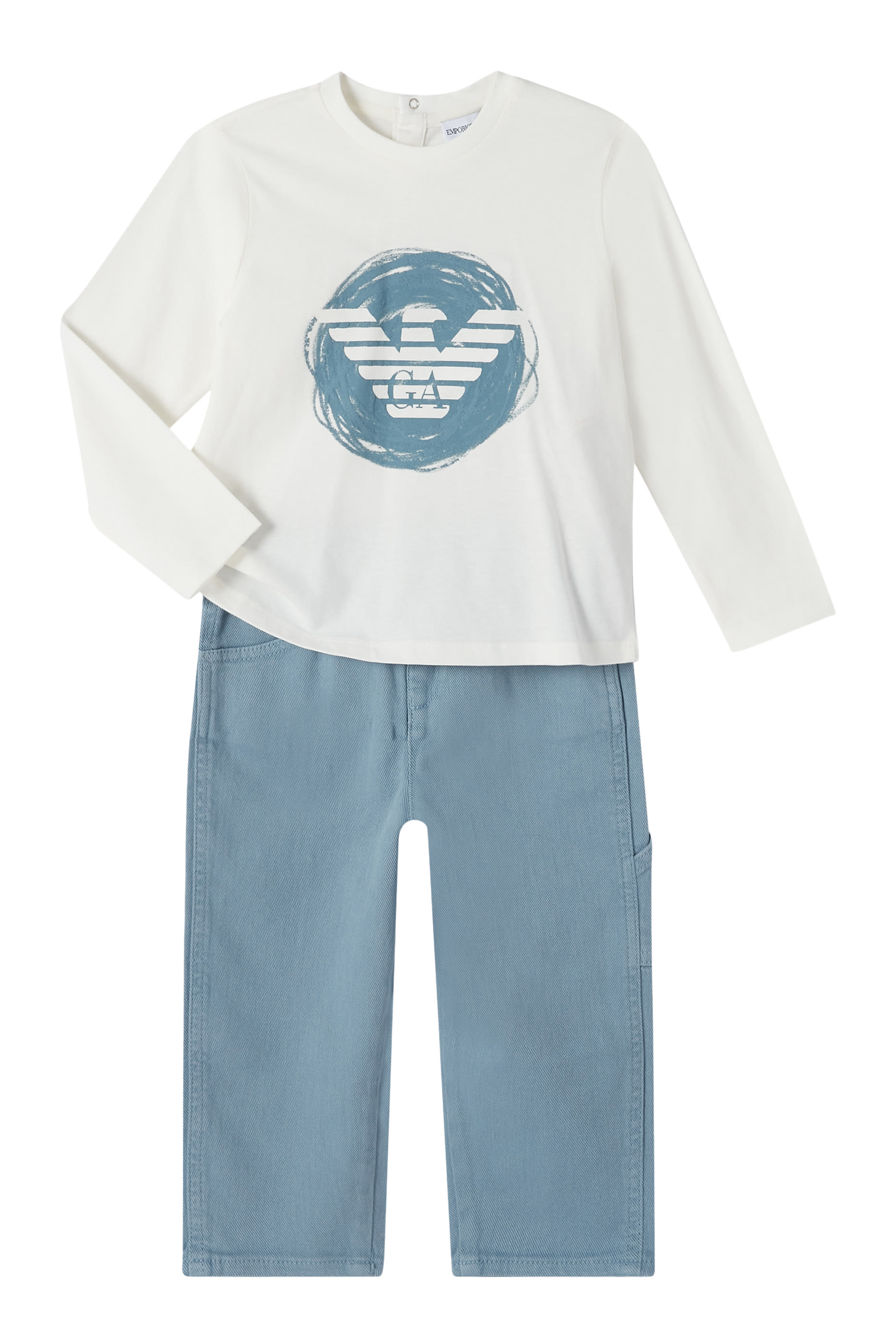 بنطال جينز مقسم بأجزاء دينم قطني للأطفال