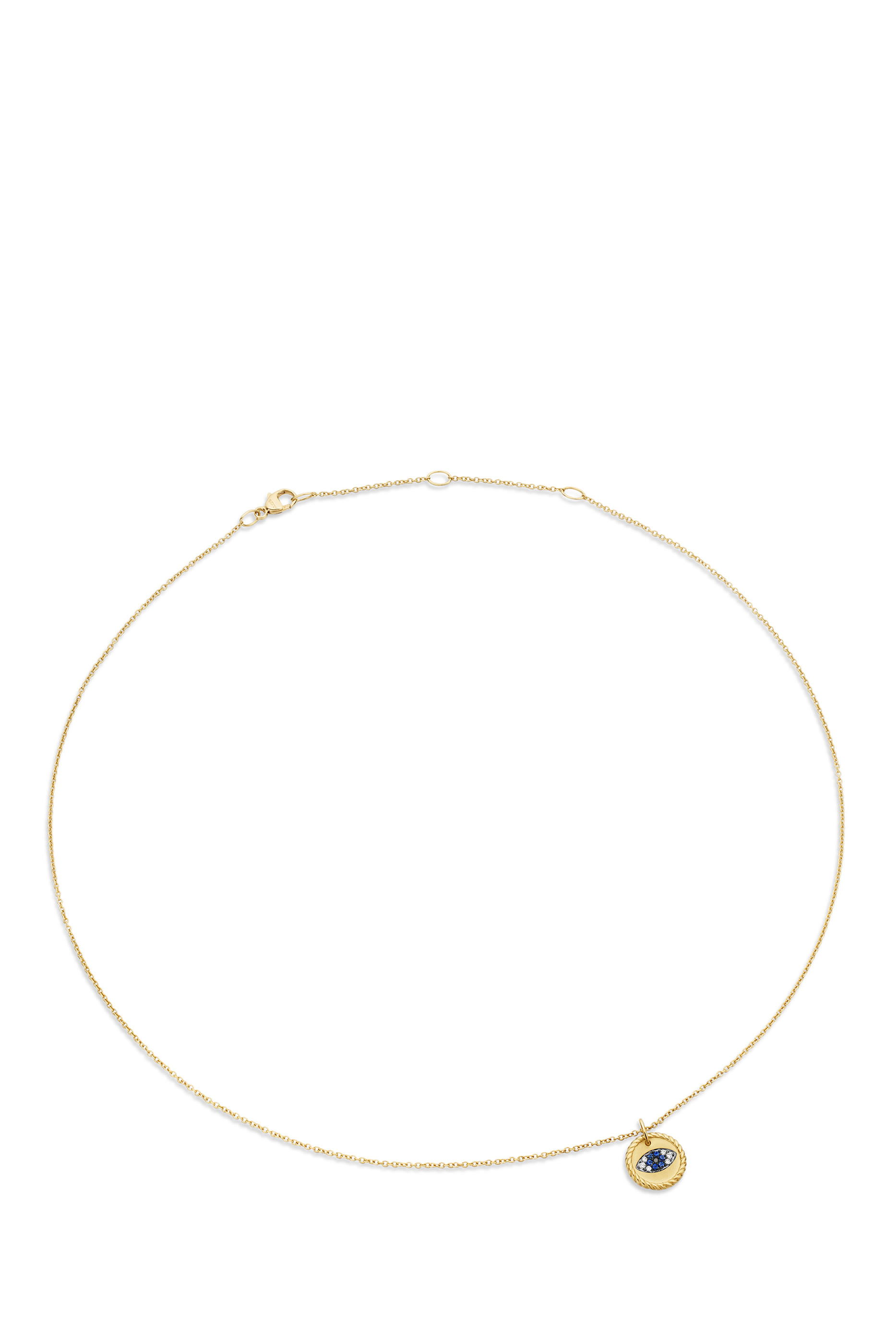 قلادة كابل كوليكتبلز بدلاية بتصميم عين حسود مرصعة بالياقوت الأزرق والماس والماس الأسود، ذهب أصفر عيار 18