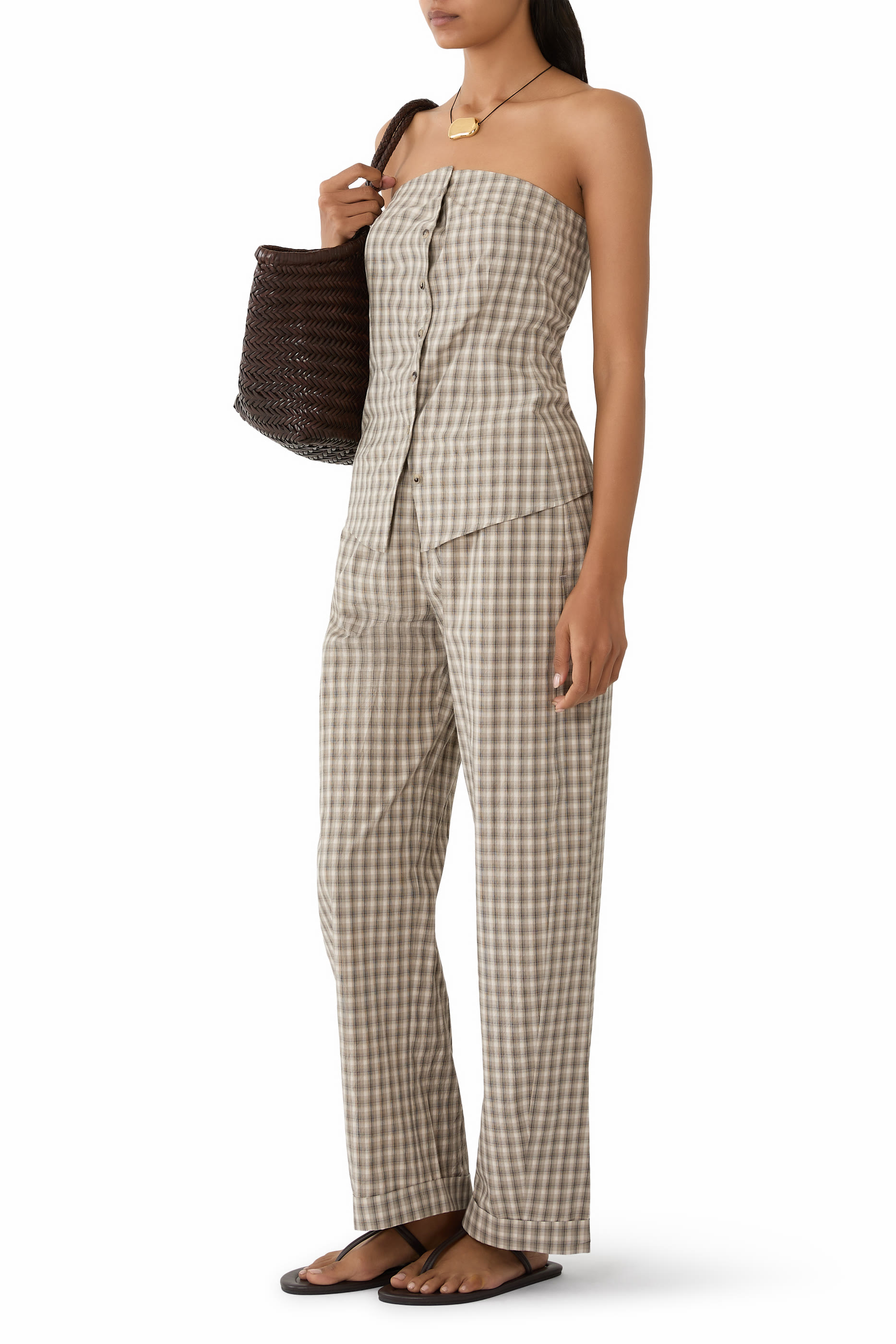 بنطال يايوي بنقشة مربعات