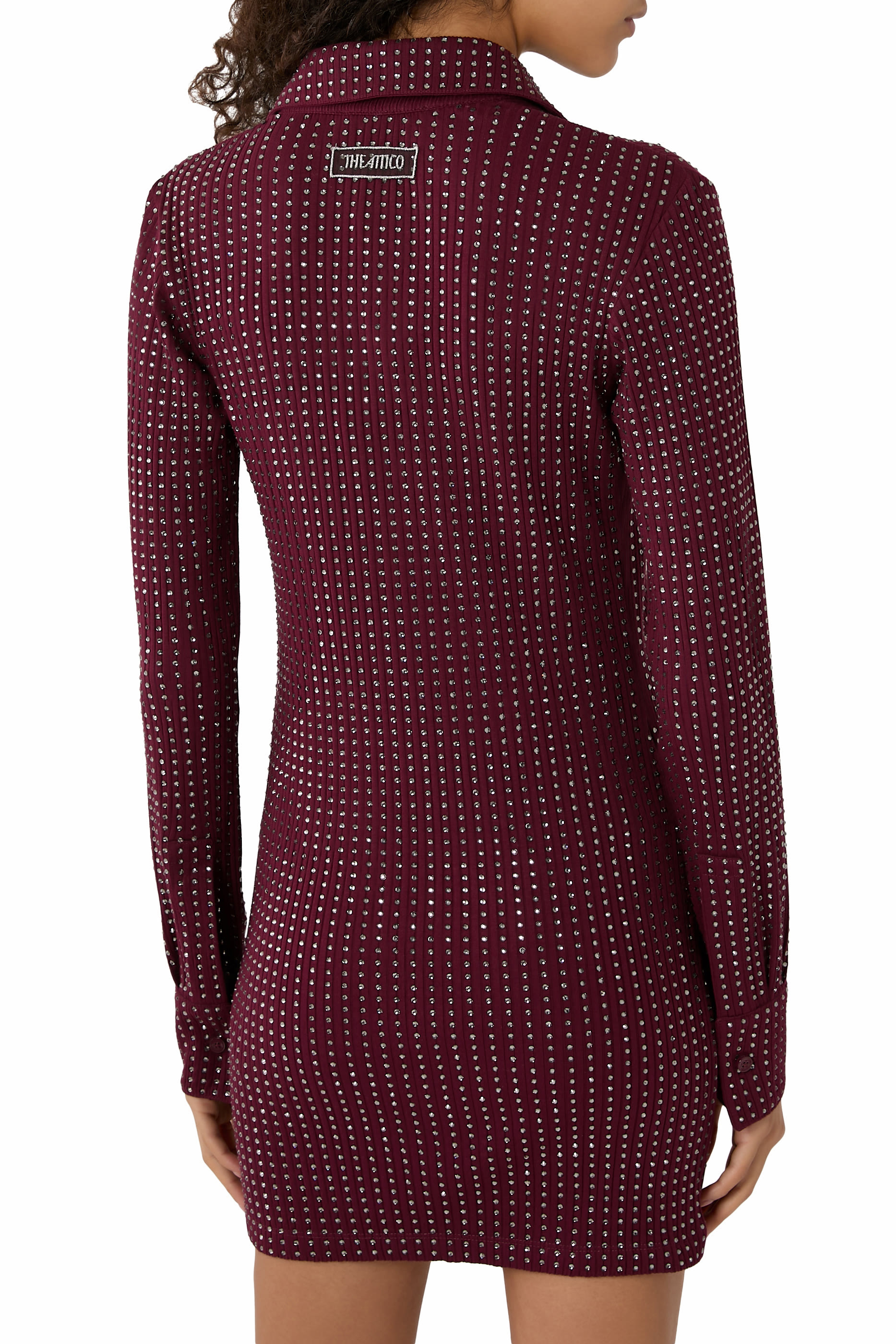 فستان قصير مزين بكريستال