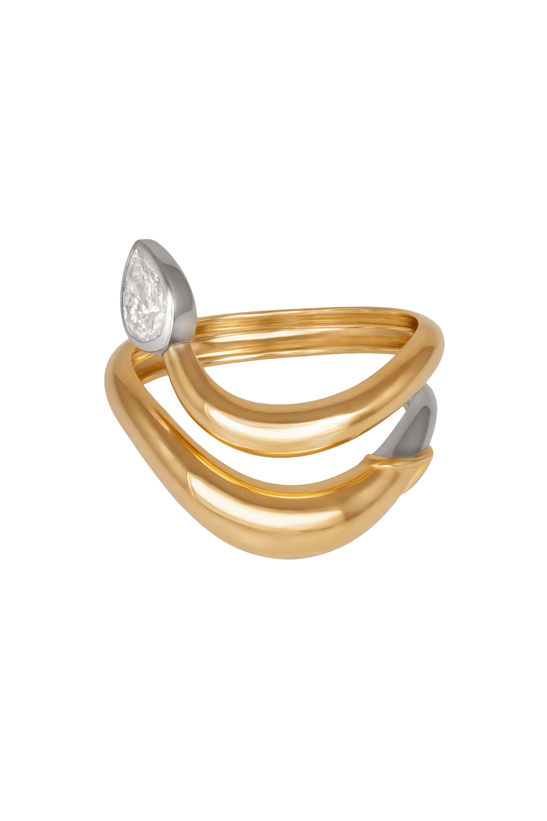 خاتم بوا بتصميم ثعبان مرصع بالماس، ذهب متنوع عيار 18