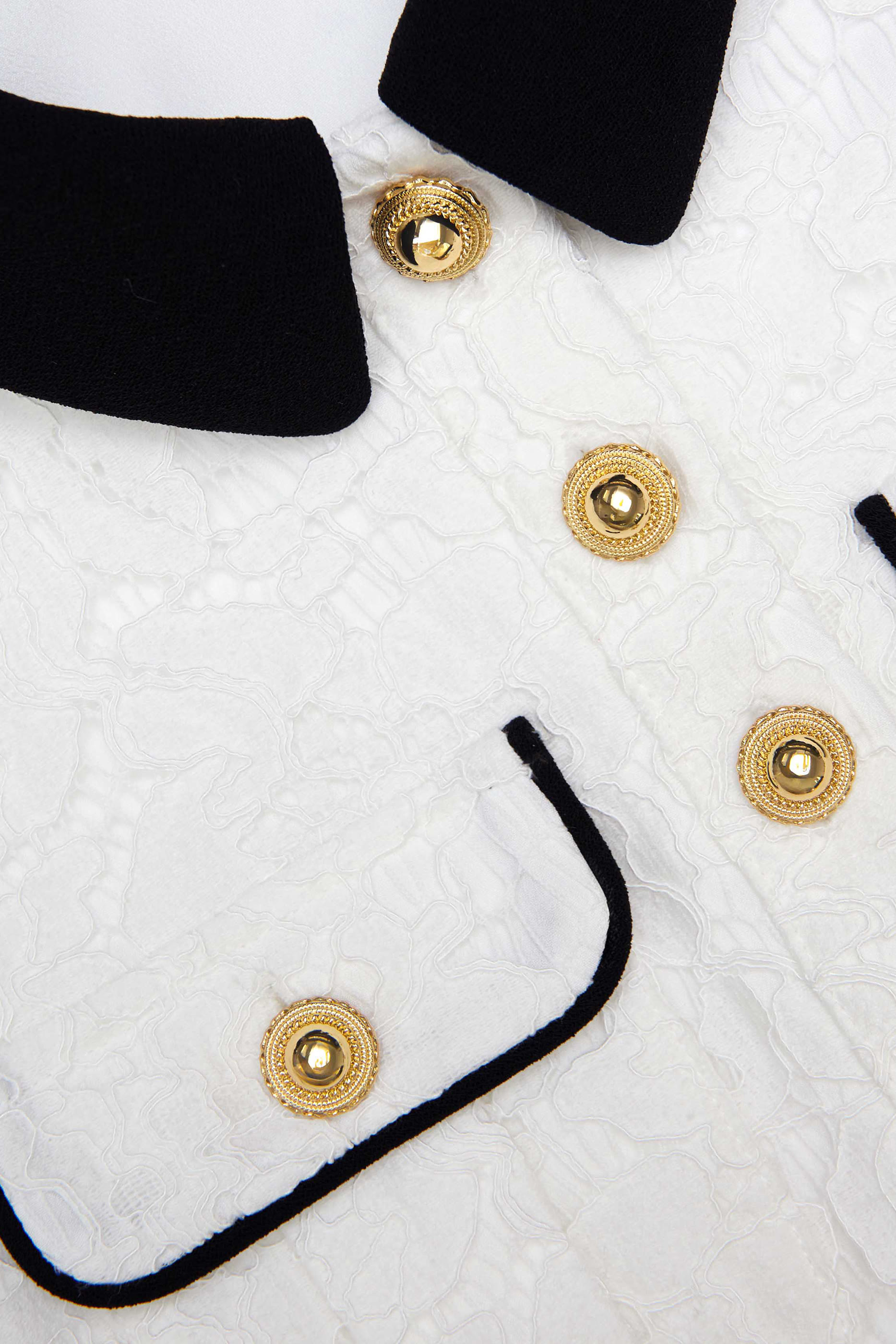 فستان بياقة بلون متباين دانتيل للأطفال null