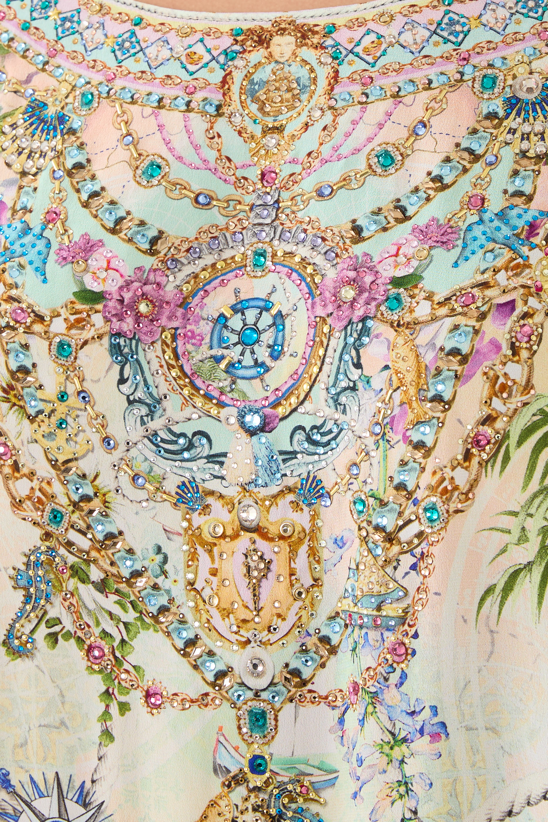 قفطان طويل بياقة مستديرة حرير