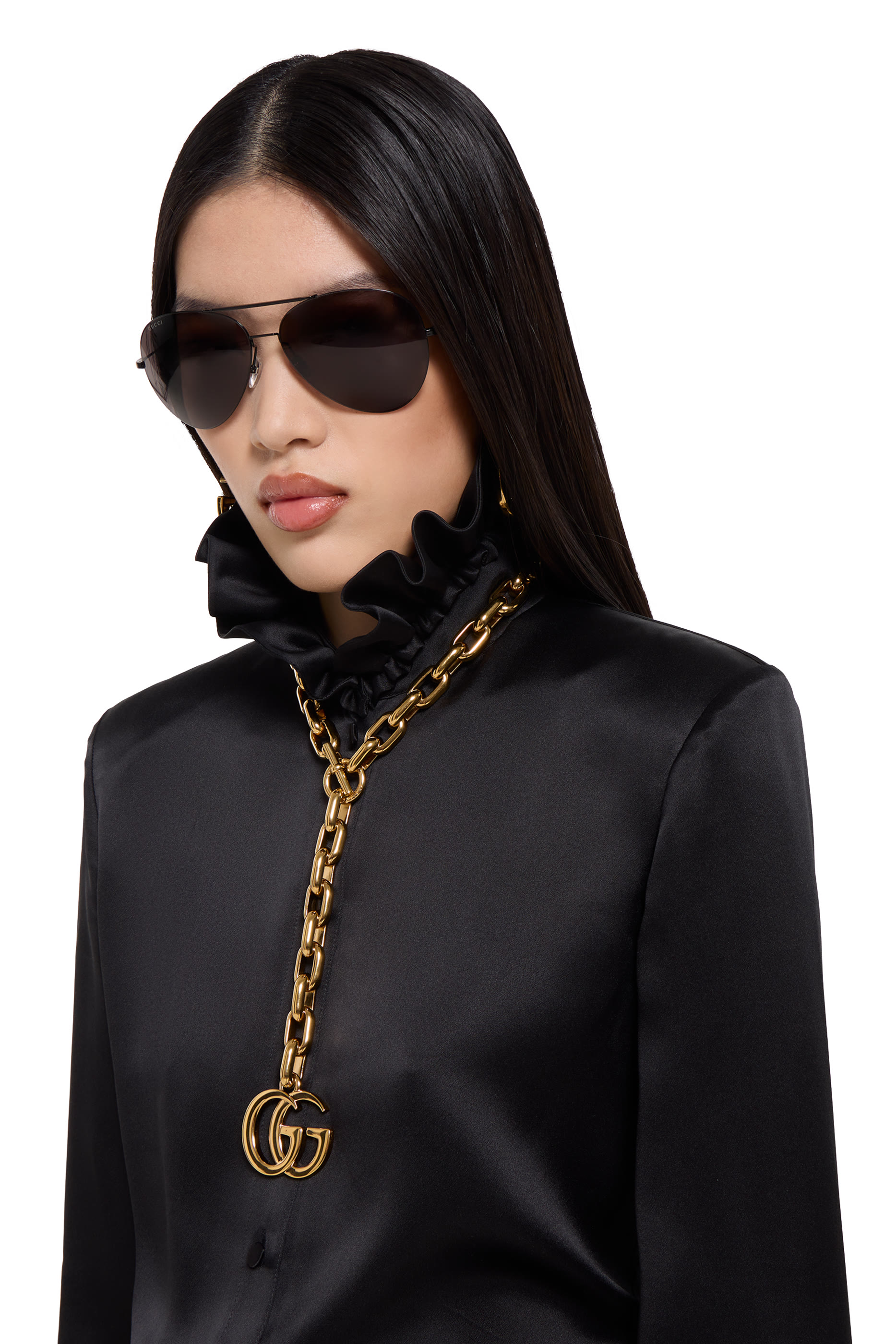 قميص بفيونكة قابلة للتعديل حرير ستان