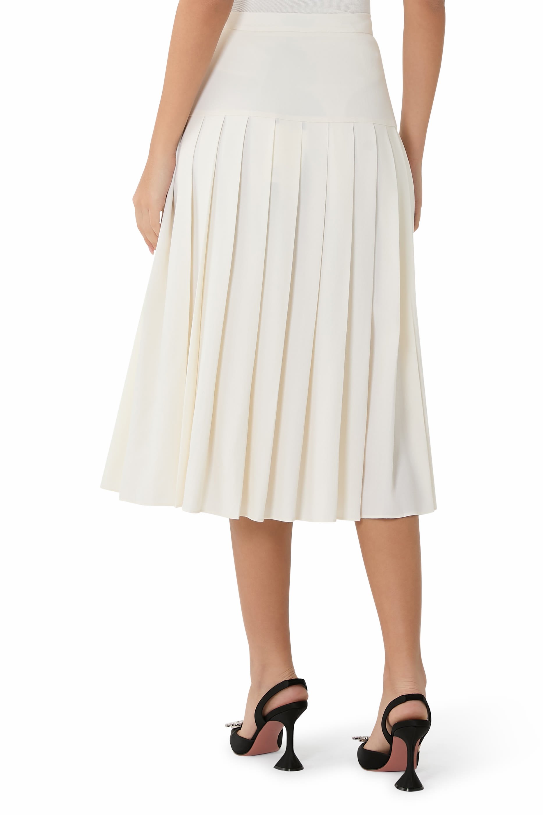 Wool Crepe Pleated Skirt