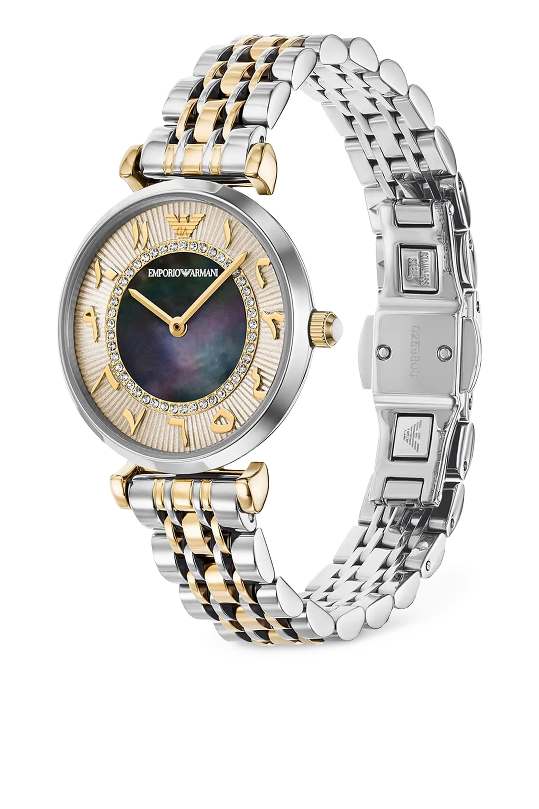 ساعة ثنائية العقارب بلونين ستانلس ستيل