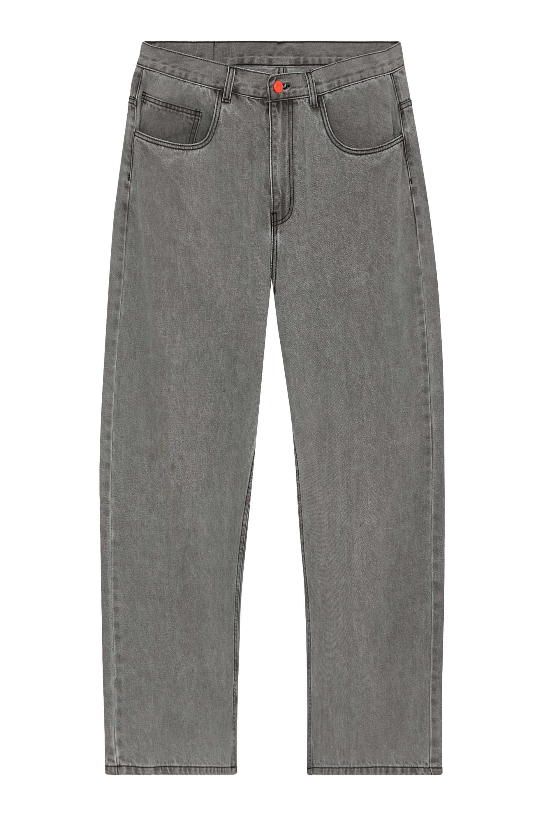 جينز دينم واسع بتفاصيل خياطة بارزة