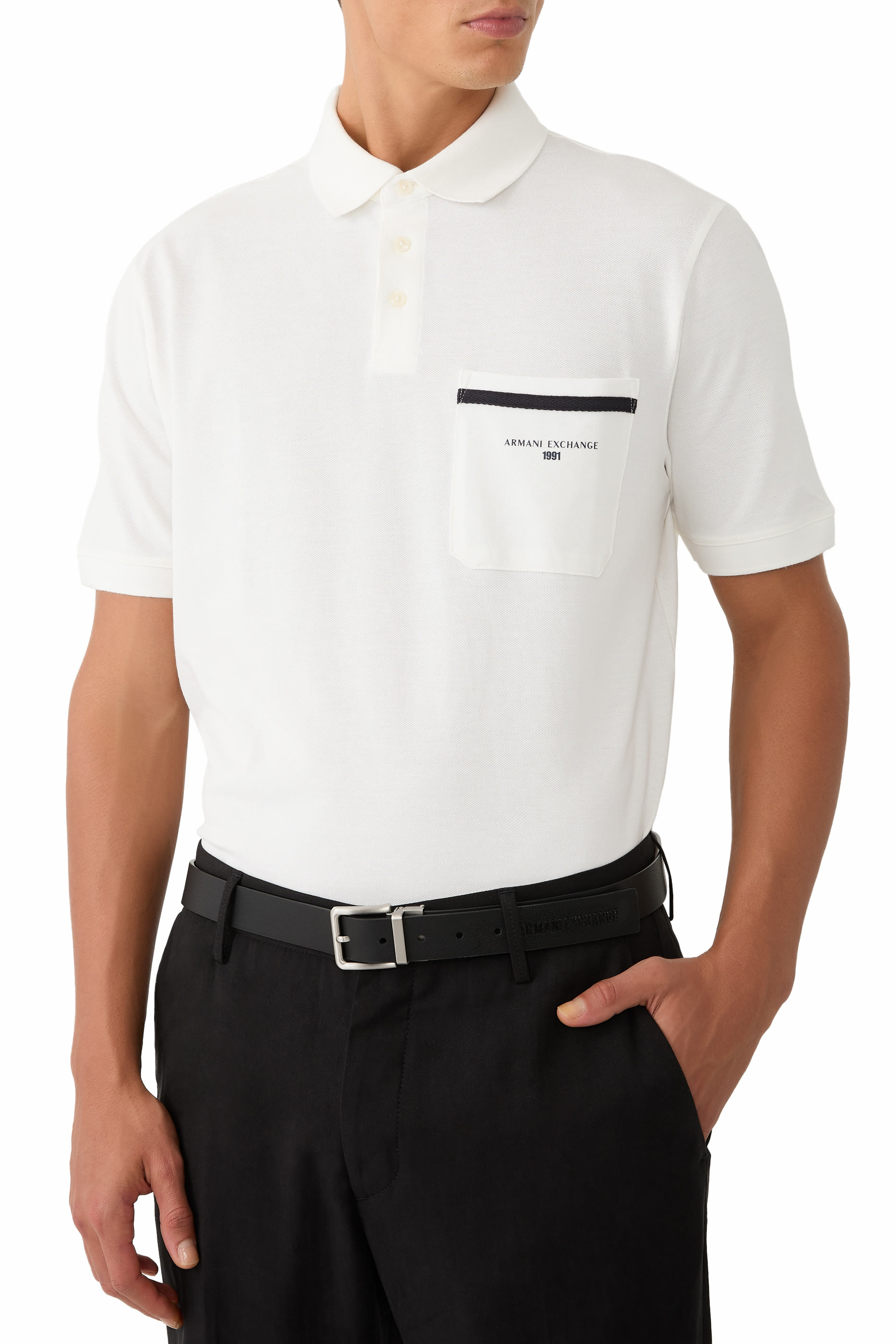 حزام بمشبك مستطيل جلد